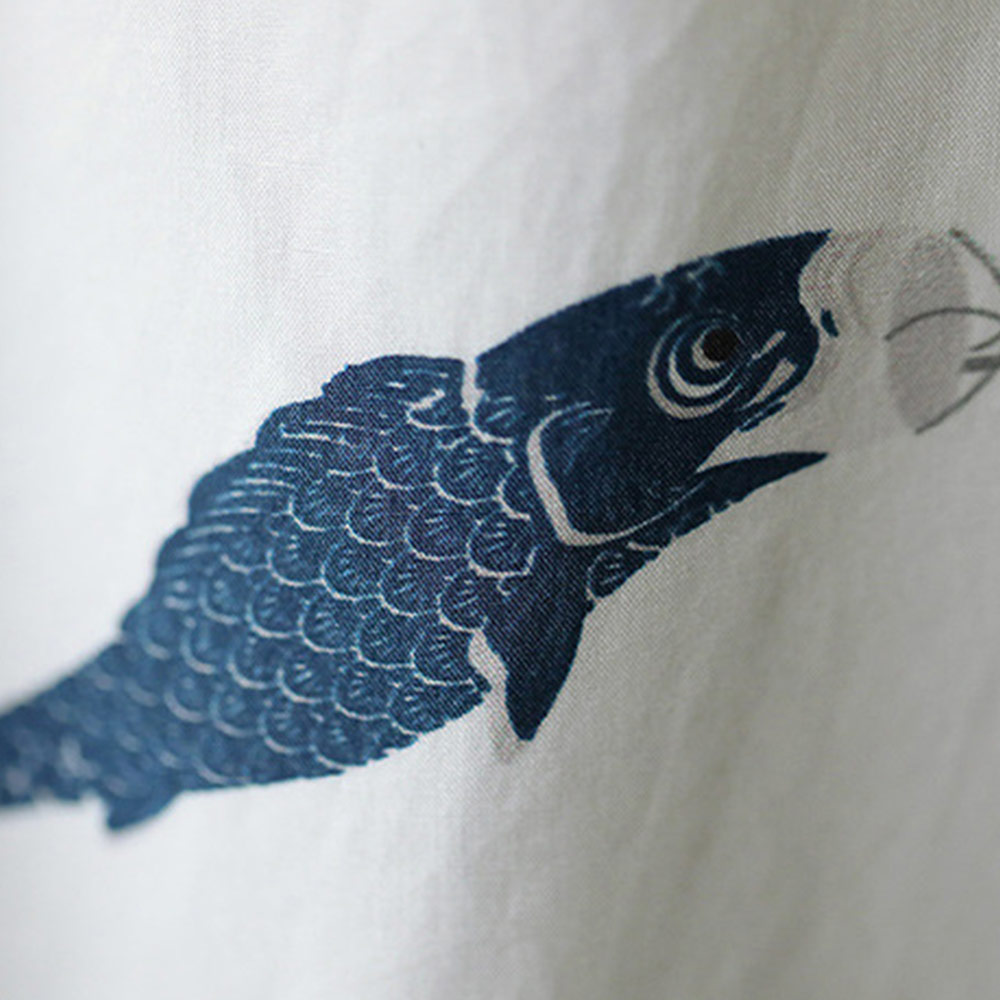 「魚」テンセル総柄半袖アロハシャツ
