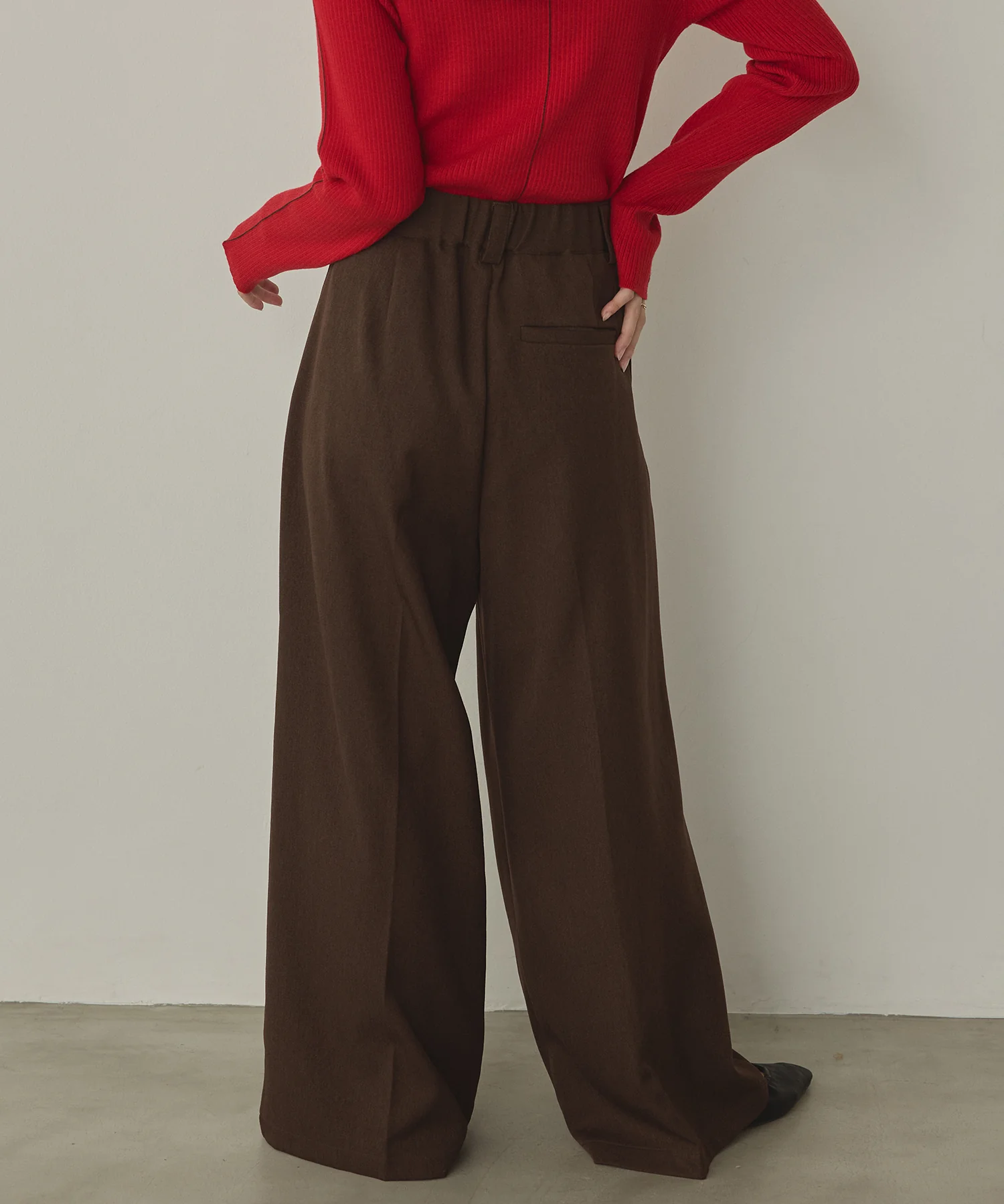 ツイルストライプ タックワイドパンツ