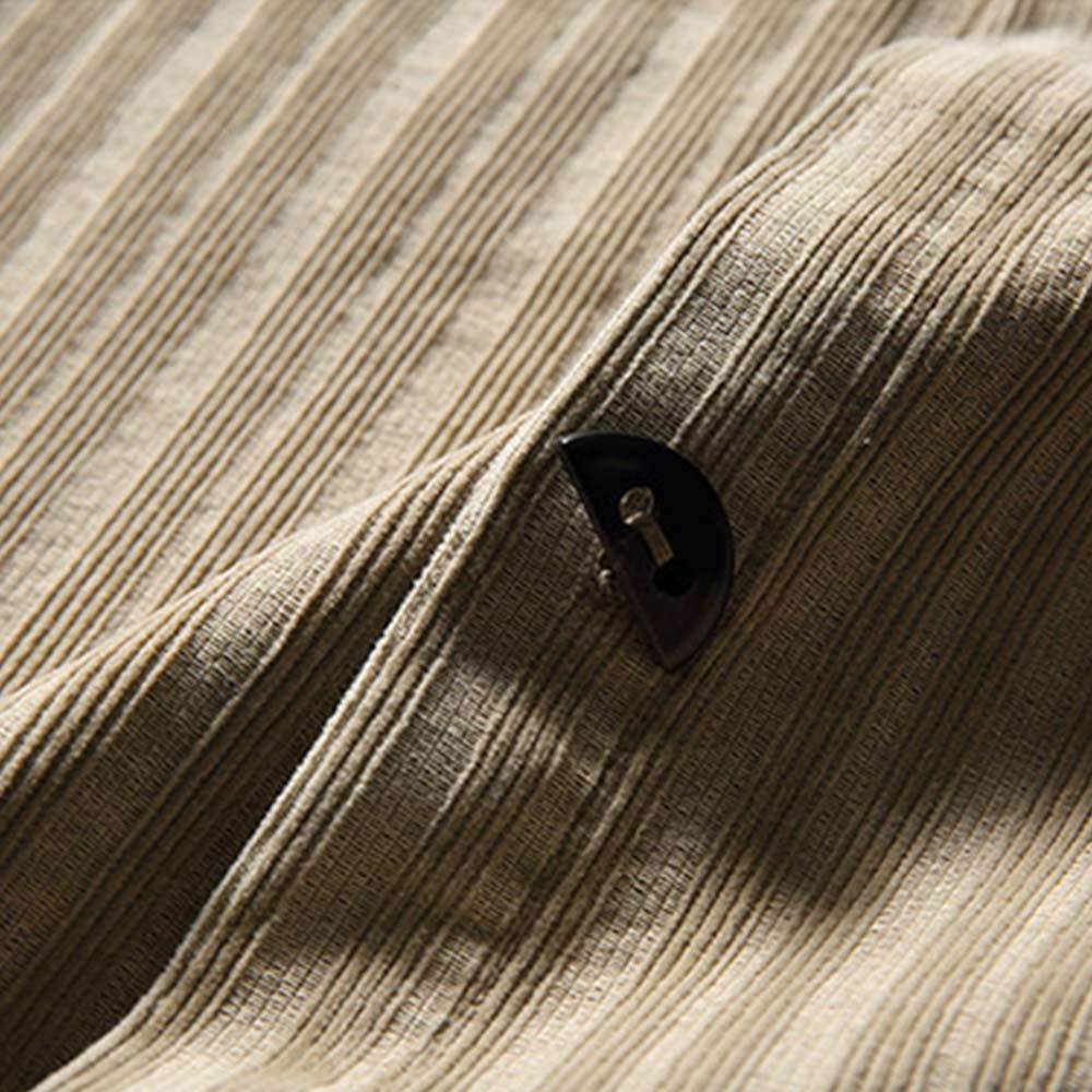 ダッフルコート風　トグルボタン付きコーデュロイストライプシャツ長袖