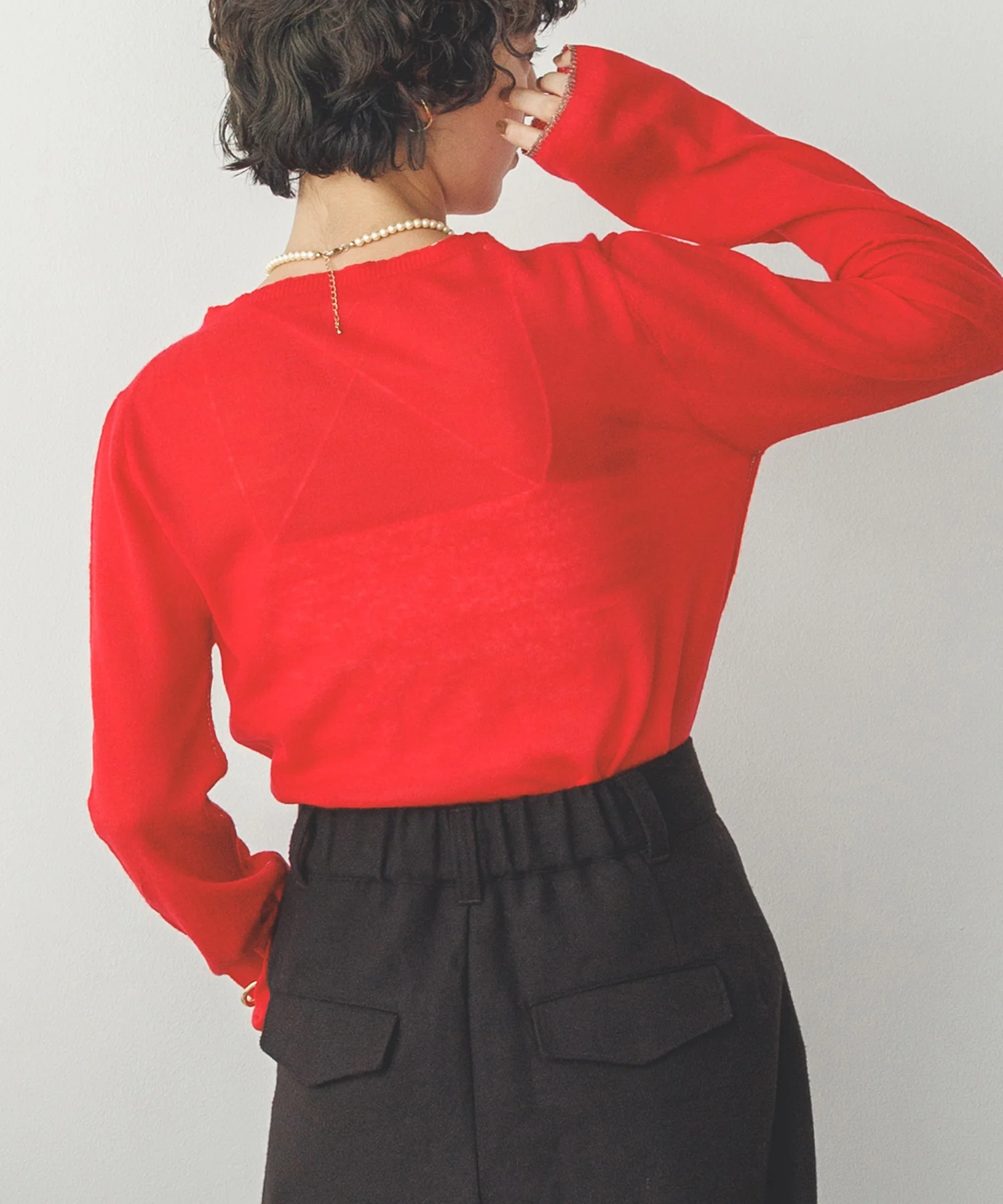 【WEB限定/別注】ラメライン入り ウールミックスシアーニット