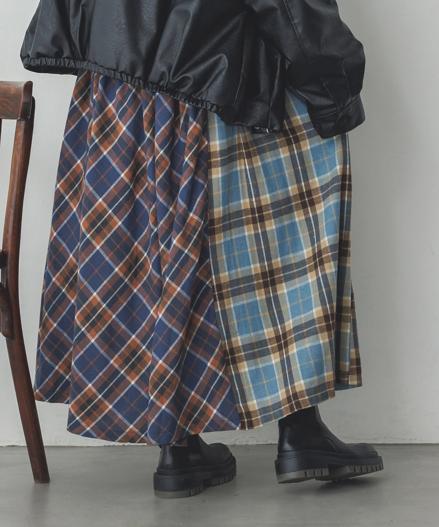 ネルチェックギャザースカート