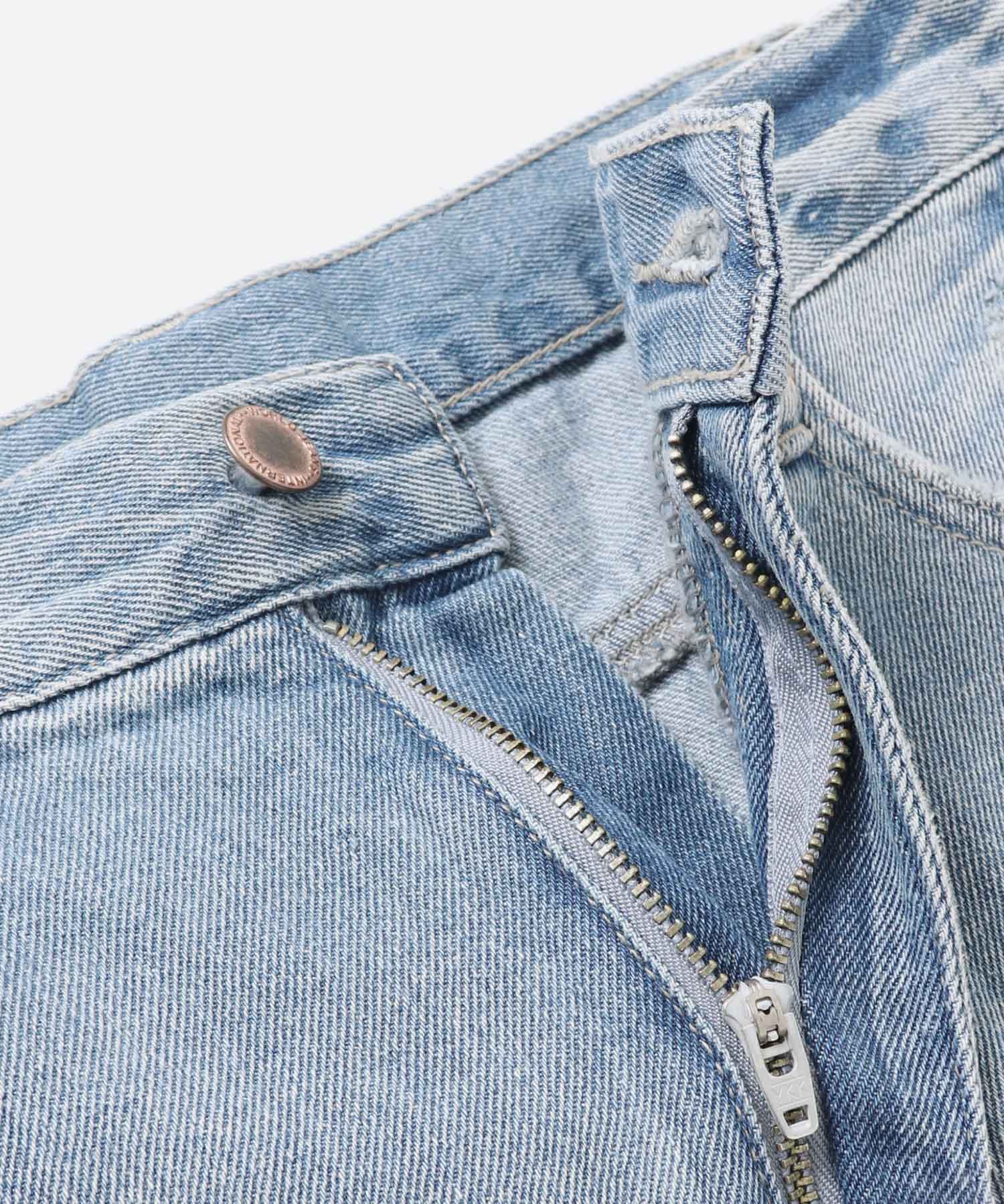 ダメージデニム ゆるストレートパンツ