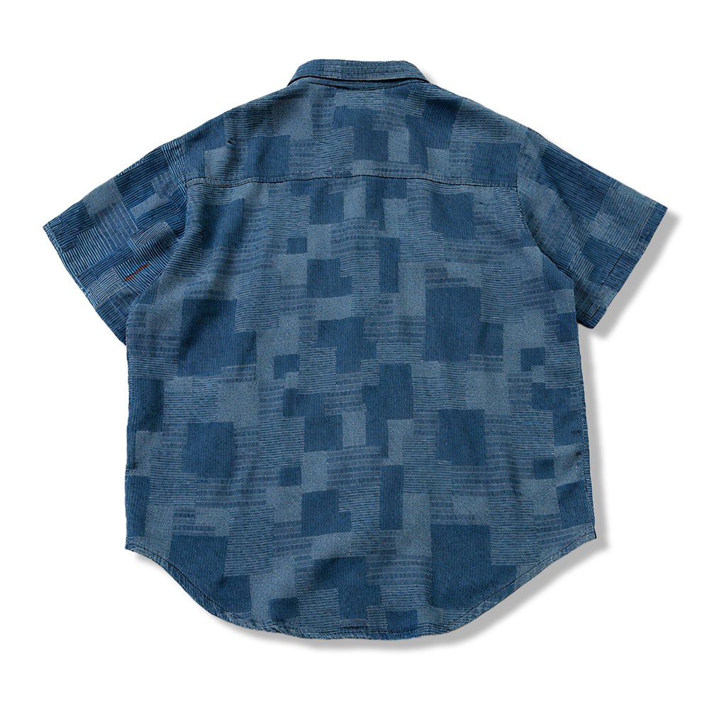 和風藍染刺し子デニムシャツ