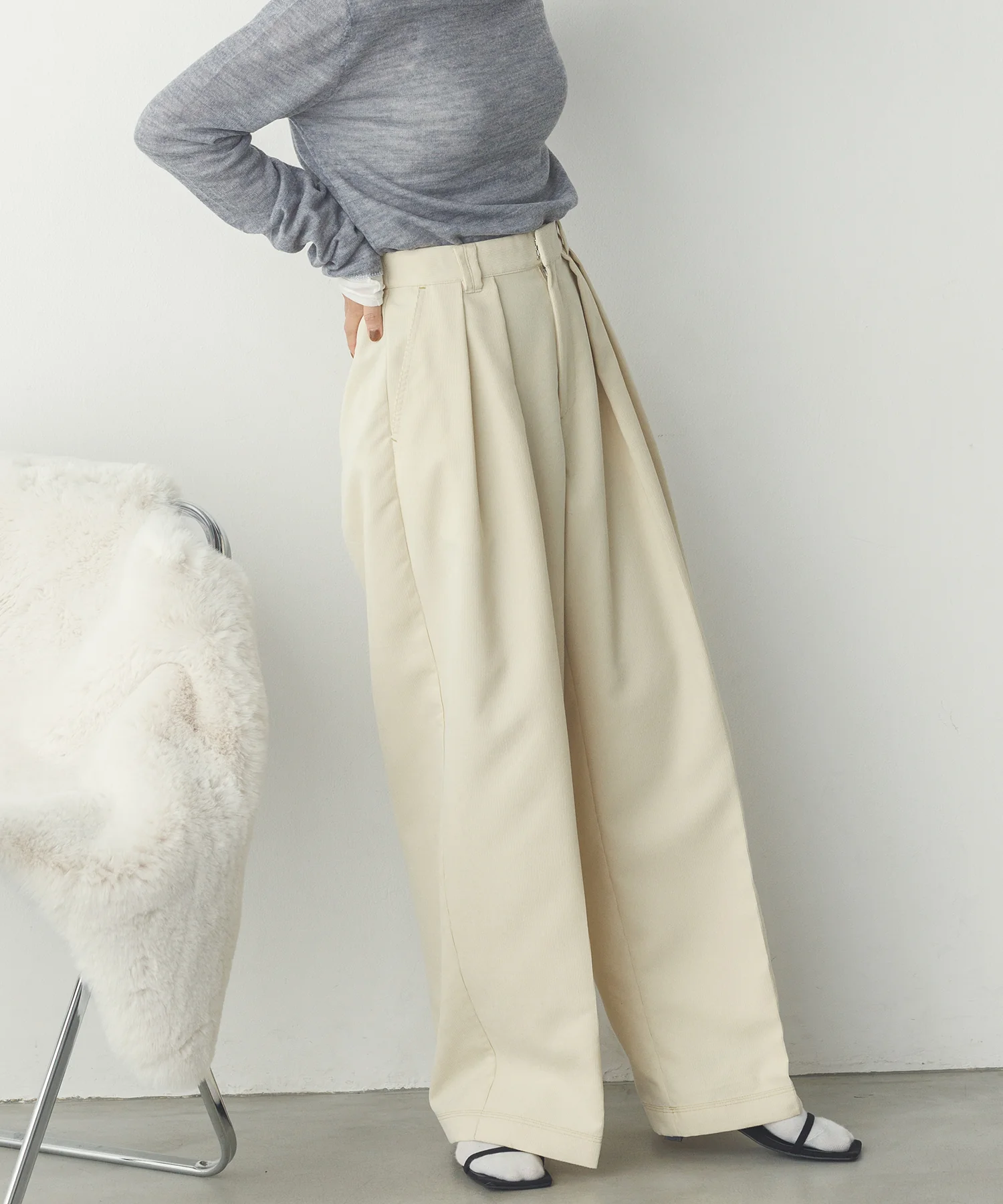 細コール 2タックパンツ