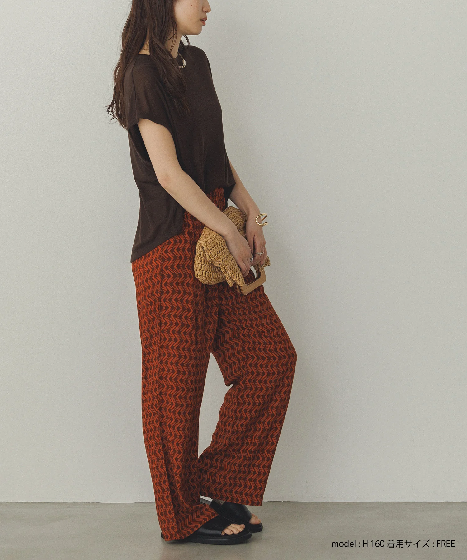 レーヨン プリントストレートパンツ