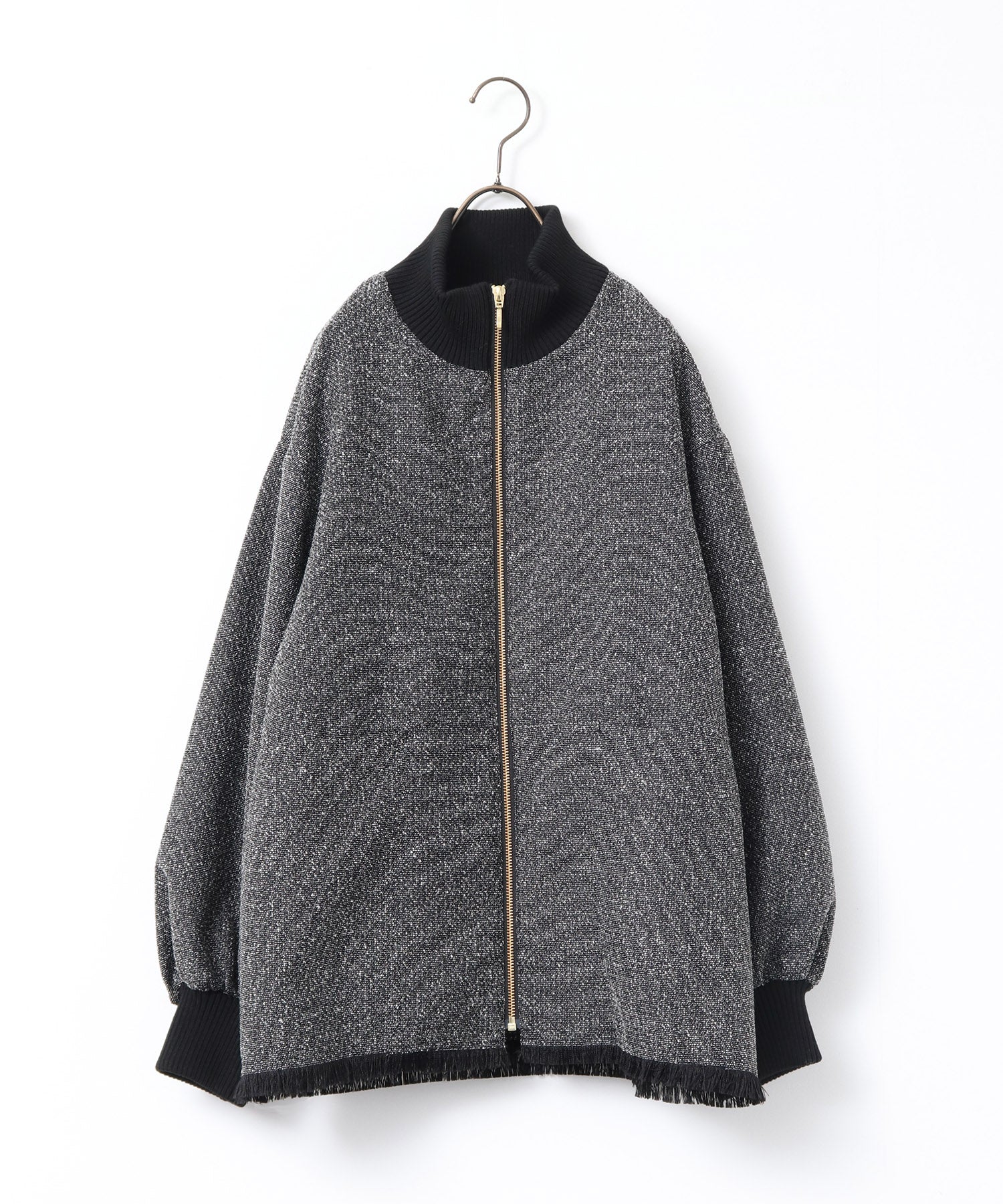 スタンドカラー ツィードブルゾン