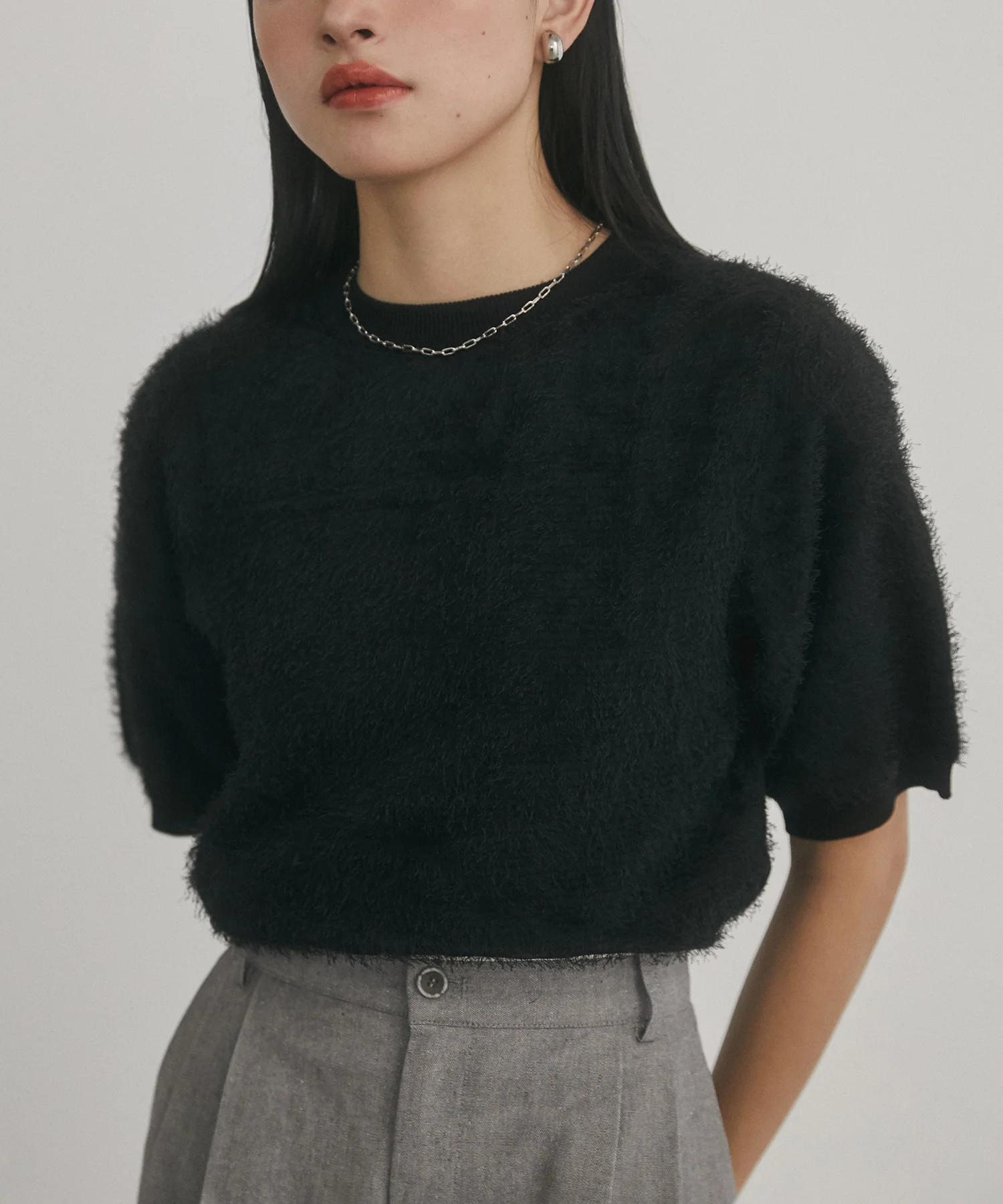 シアージャガード ハーフスリーブニット