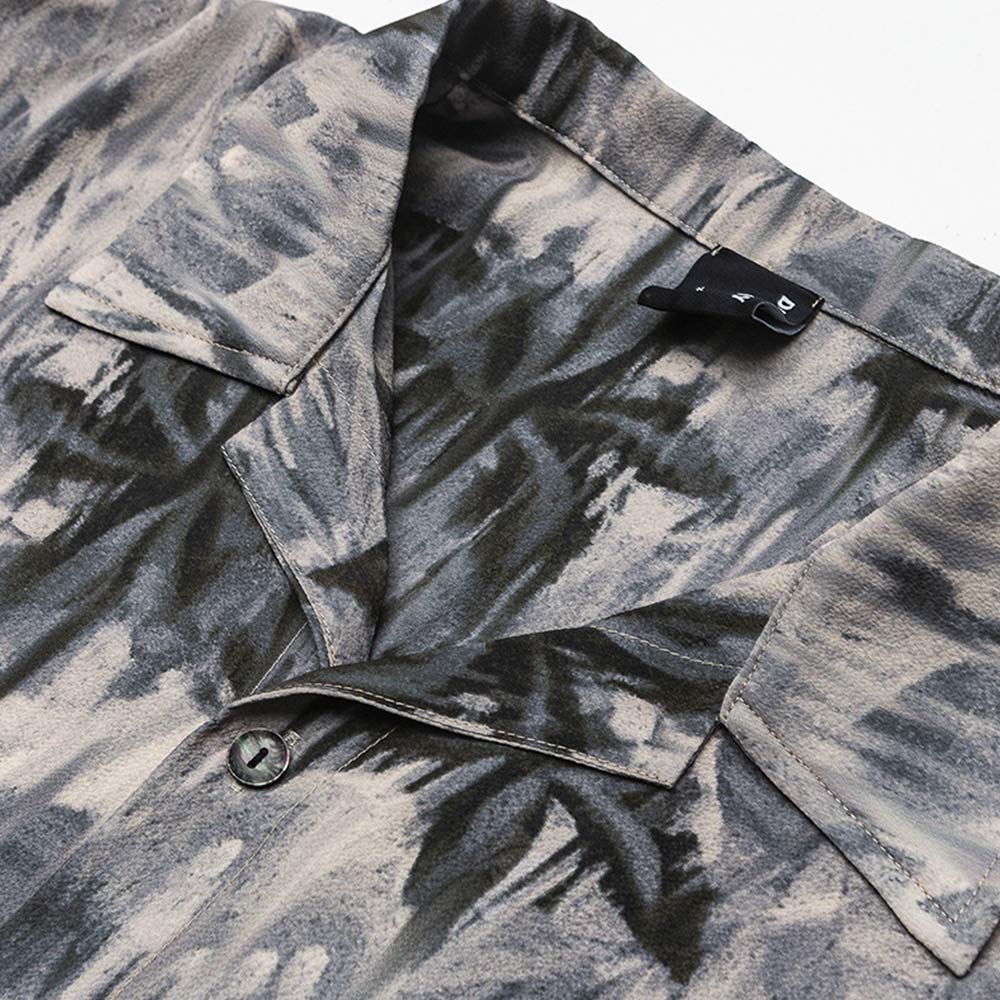 「雨に煙るヤシ木の林」柄　接触冷感キューバシャツ