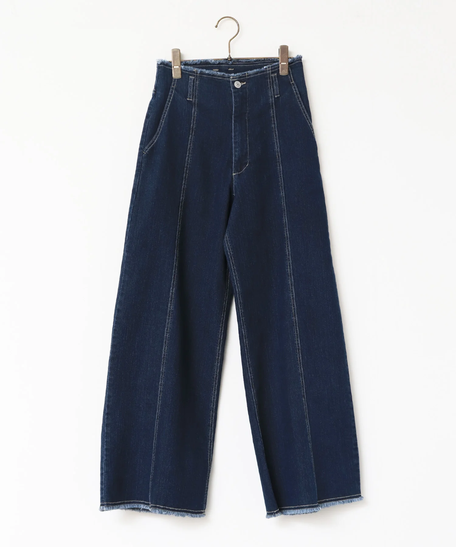 デニム/ツイル ハイウエストワイドパンツ