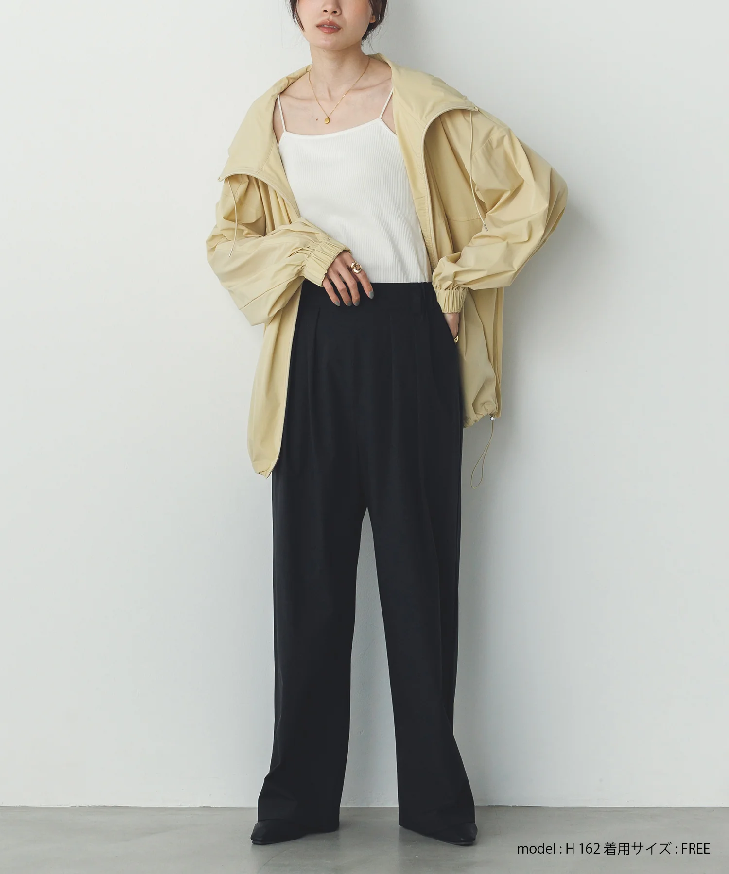 【接触冷感】フード付 ギャザーブルゾン