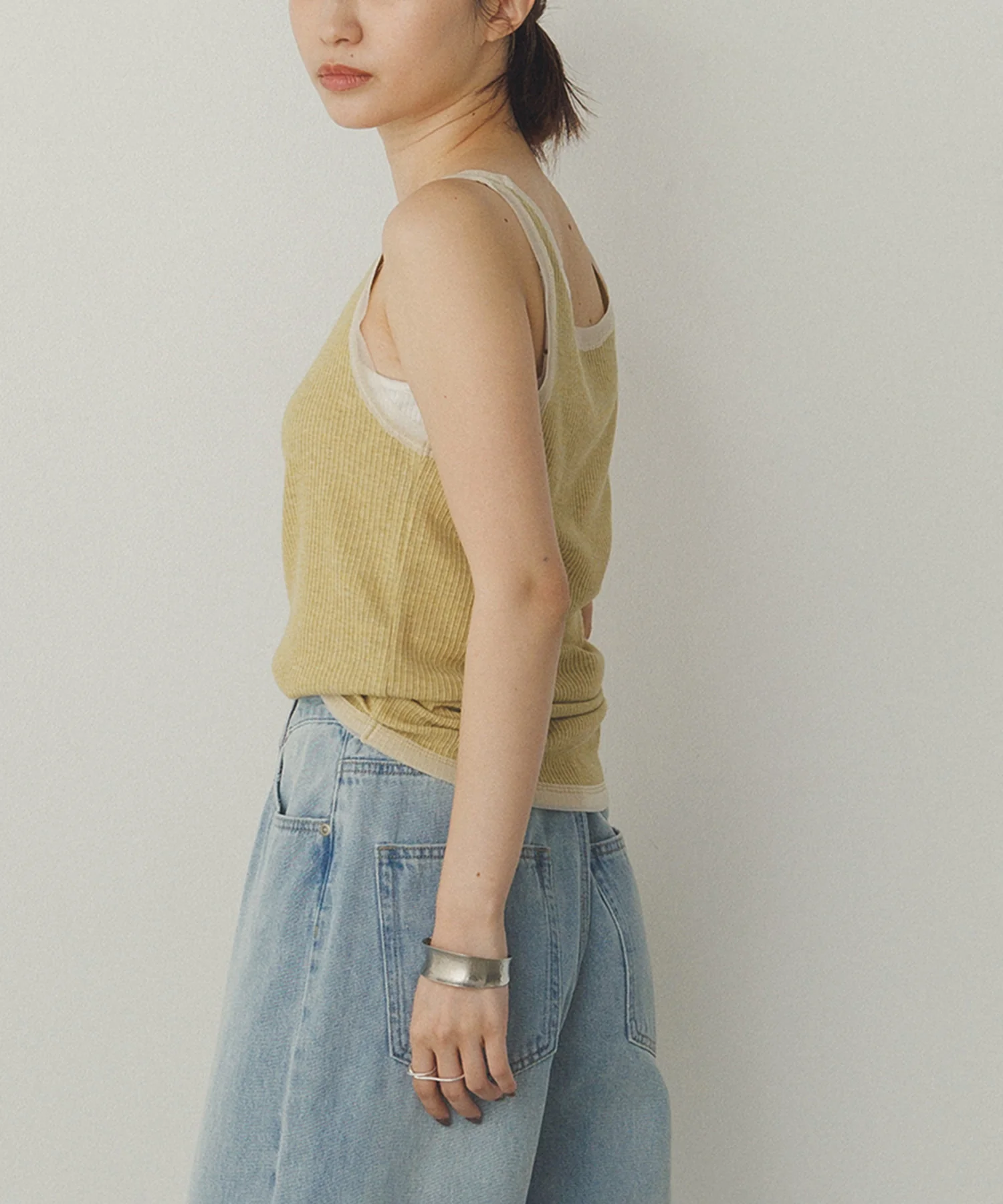 前後2WAY リブチュールタンクトップ