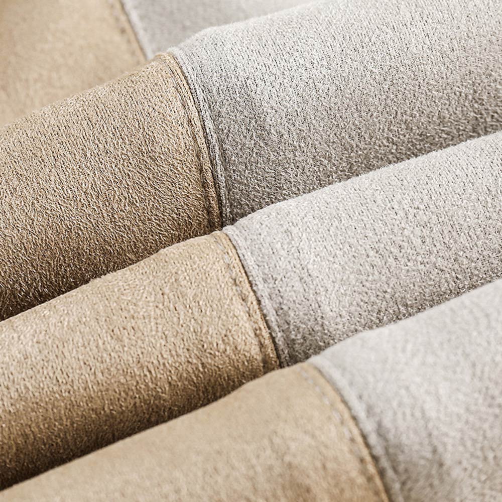 不規則なスエード配色切り替えパッチワーク長袖シャツ