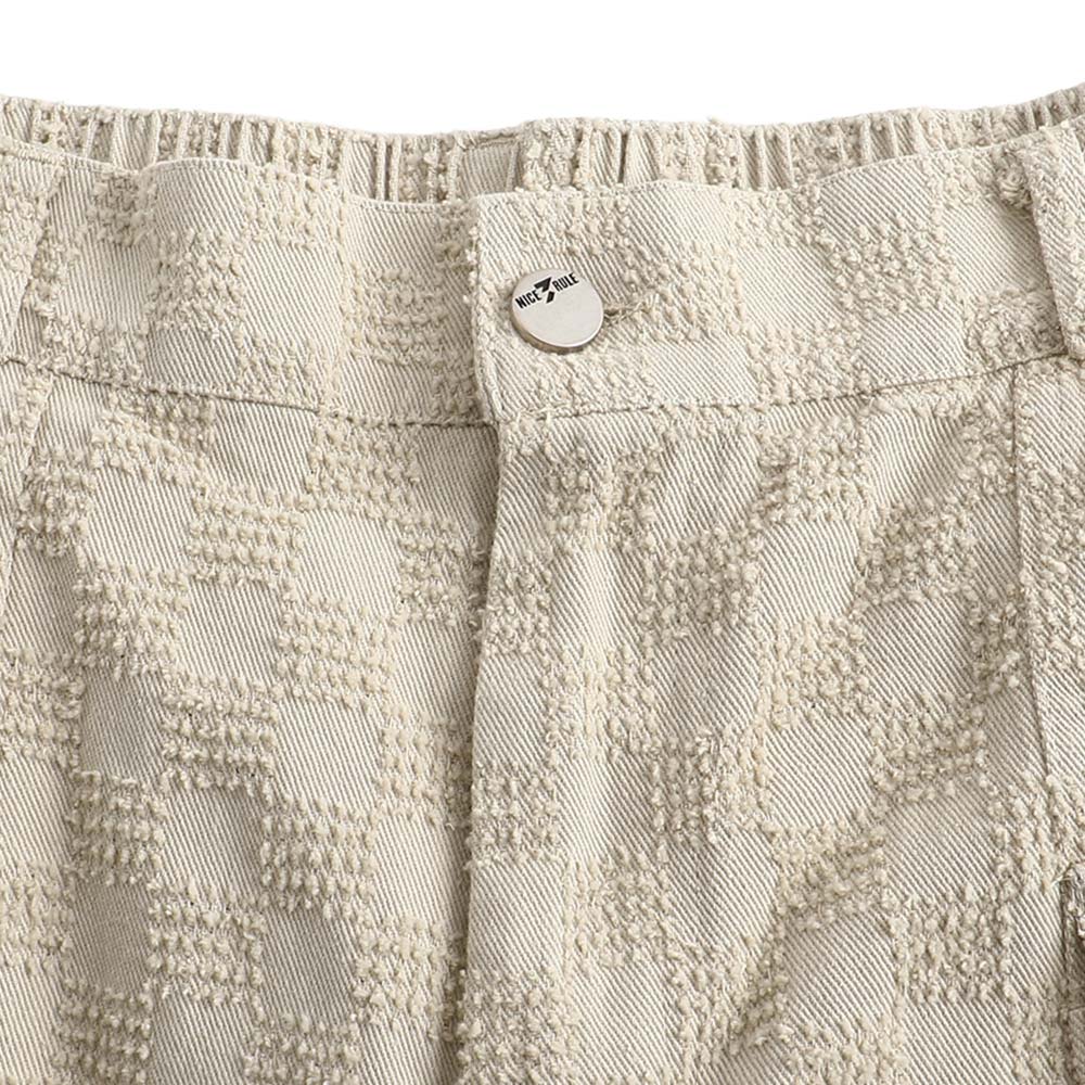 アメカジウォッシュドチェックジャカードワークパンツ 