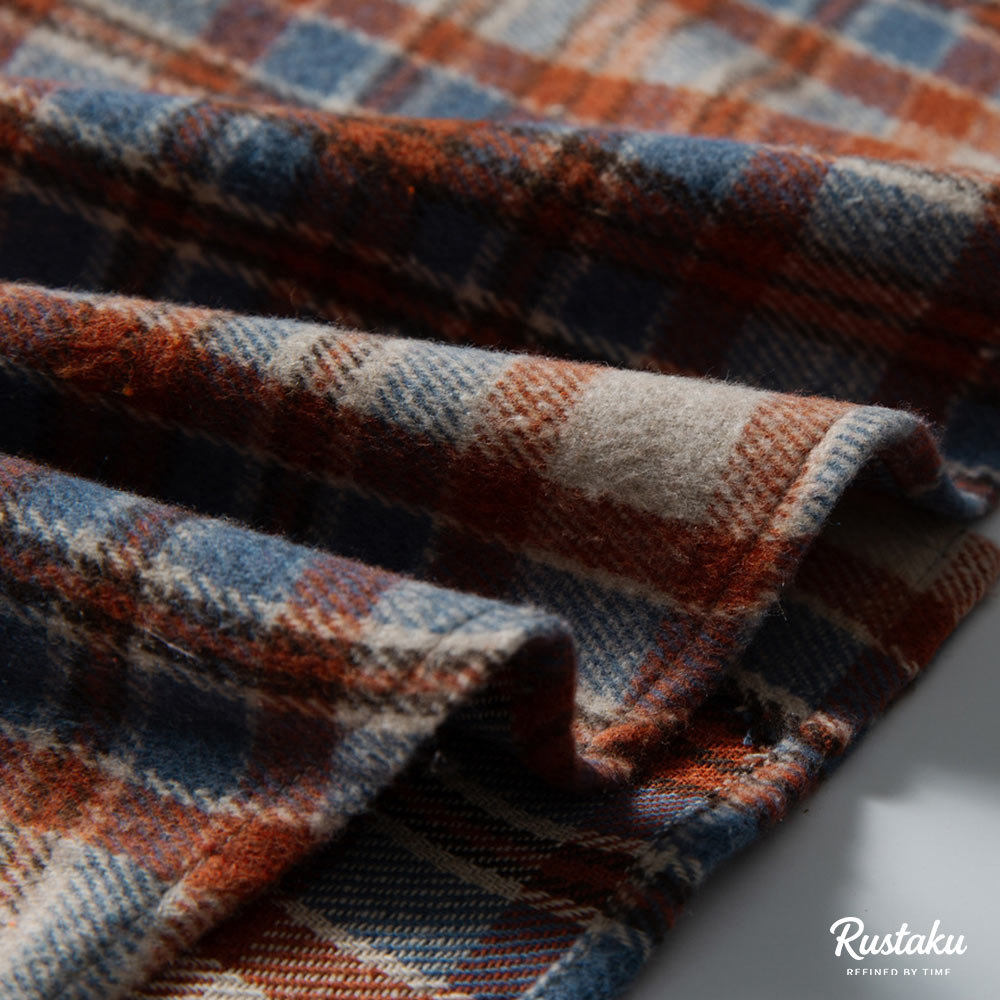 配色チェック切り替えデニム　長袖シャツジャケット