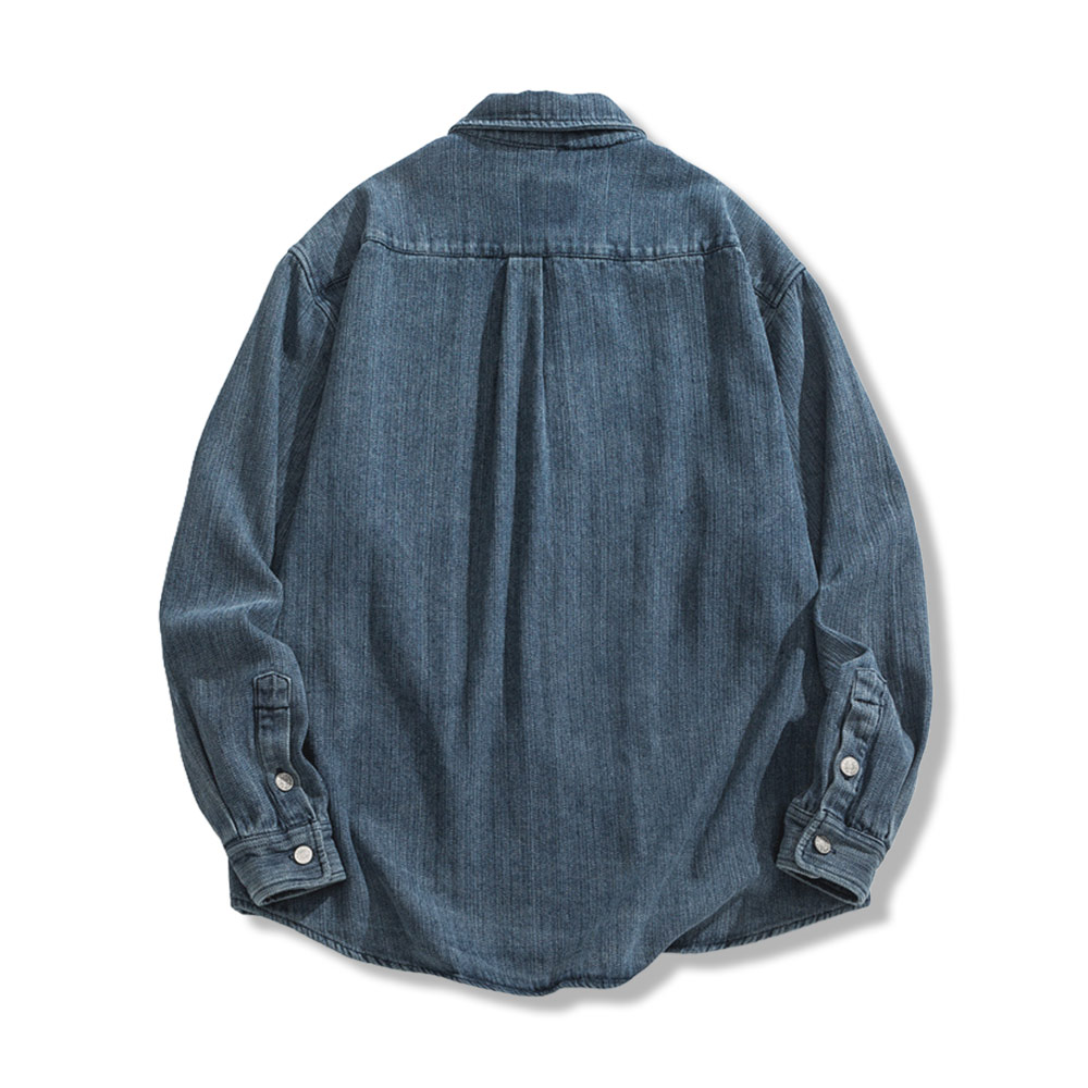 アメカジデニム長袖シャツ