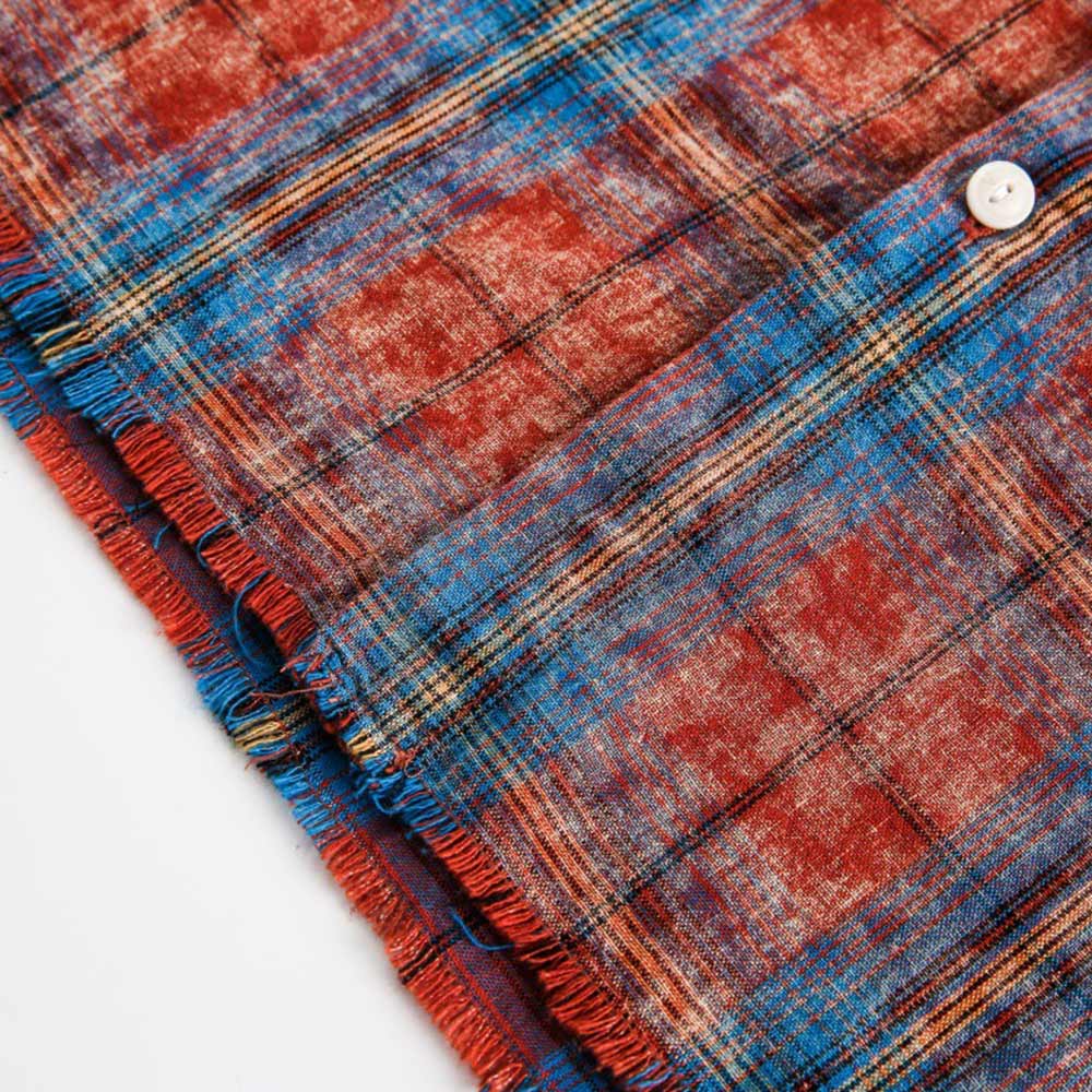 アメカジ　絞り染めチェックシャツ