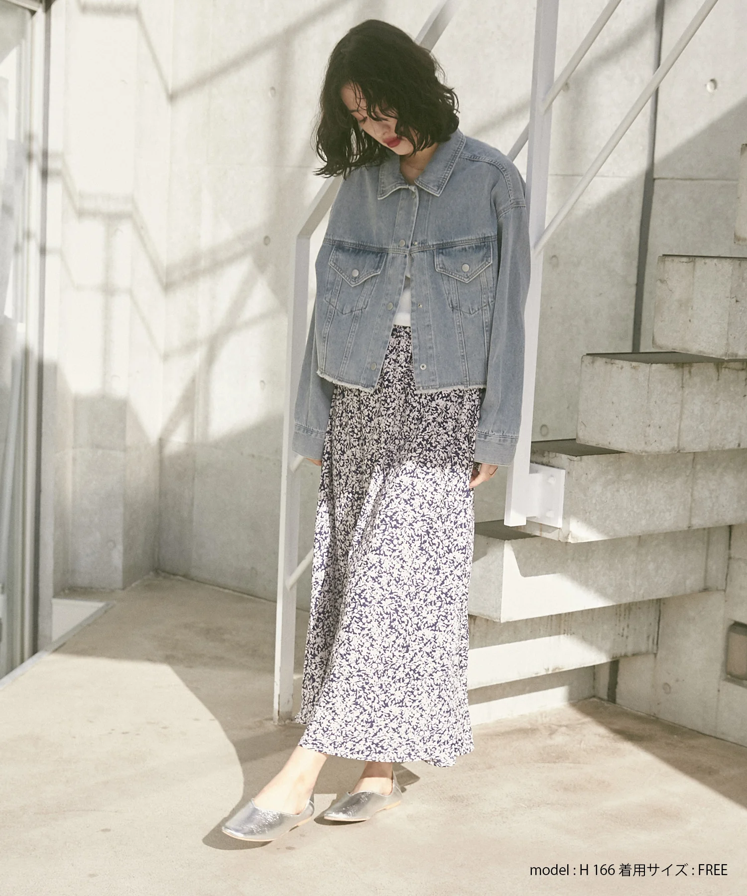 ジョーゼット柄 プリントフレアスカート