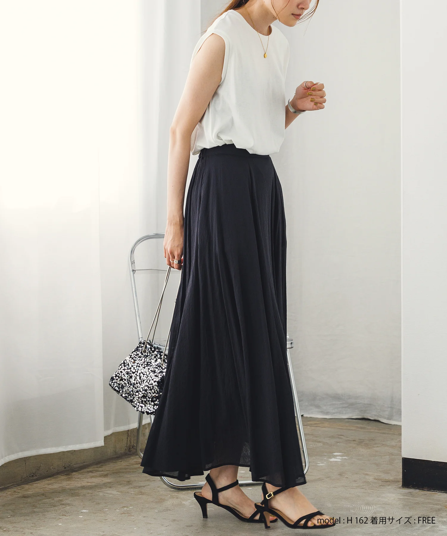 【新色追加】ハイツイストシアー マキシフレアスカート