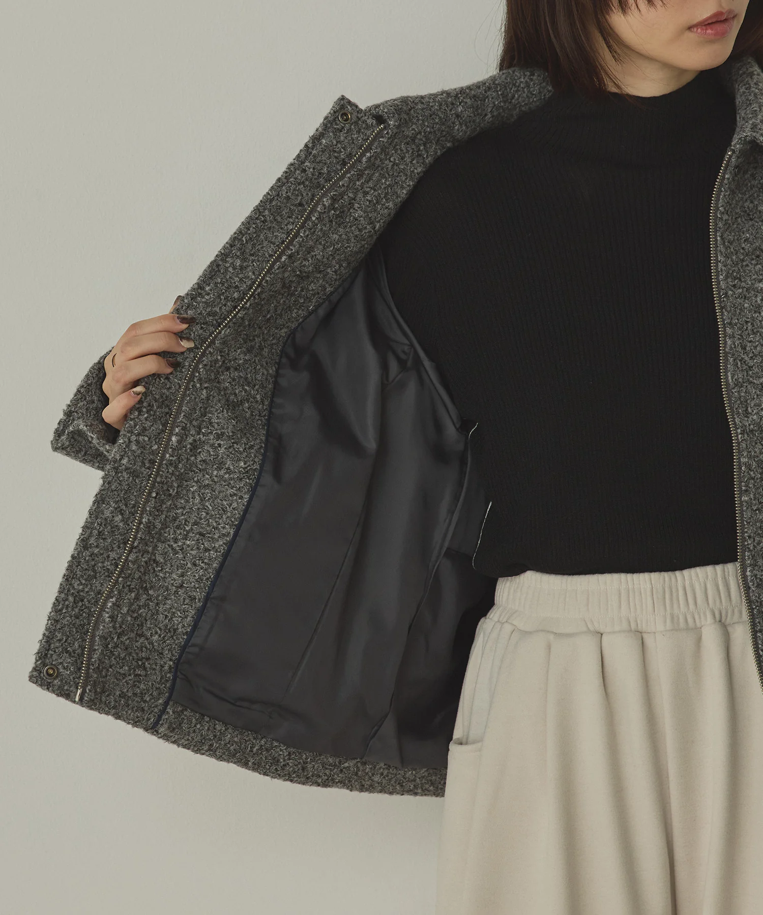 くるくるブークレ ショートブルゾン