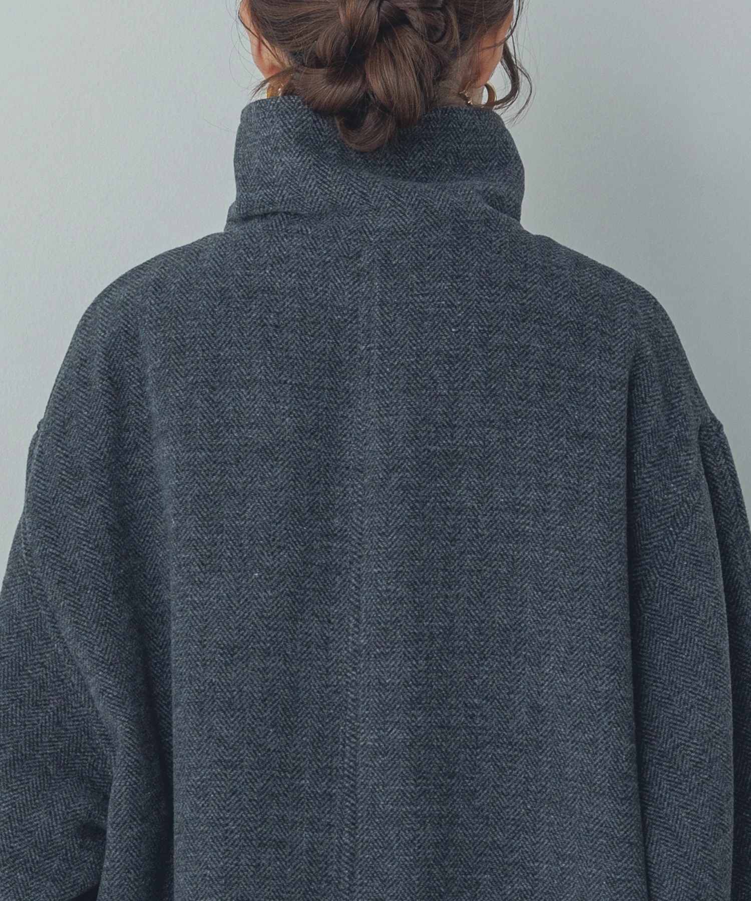 杢ヘリンボーン スタンドカラーコート
