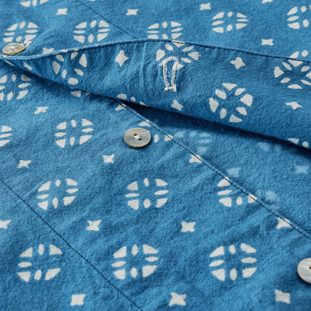 藍染めアメカジ オープンカラー半袖シャツ