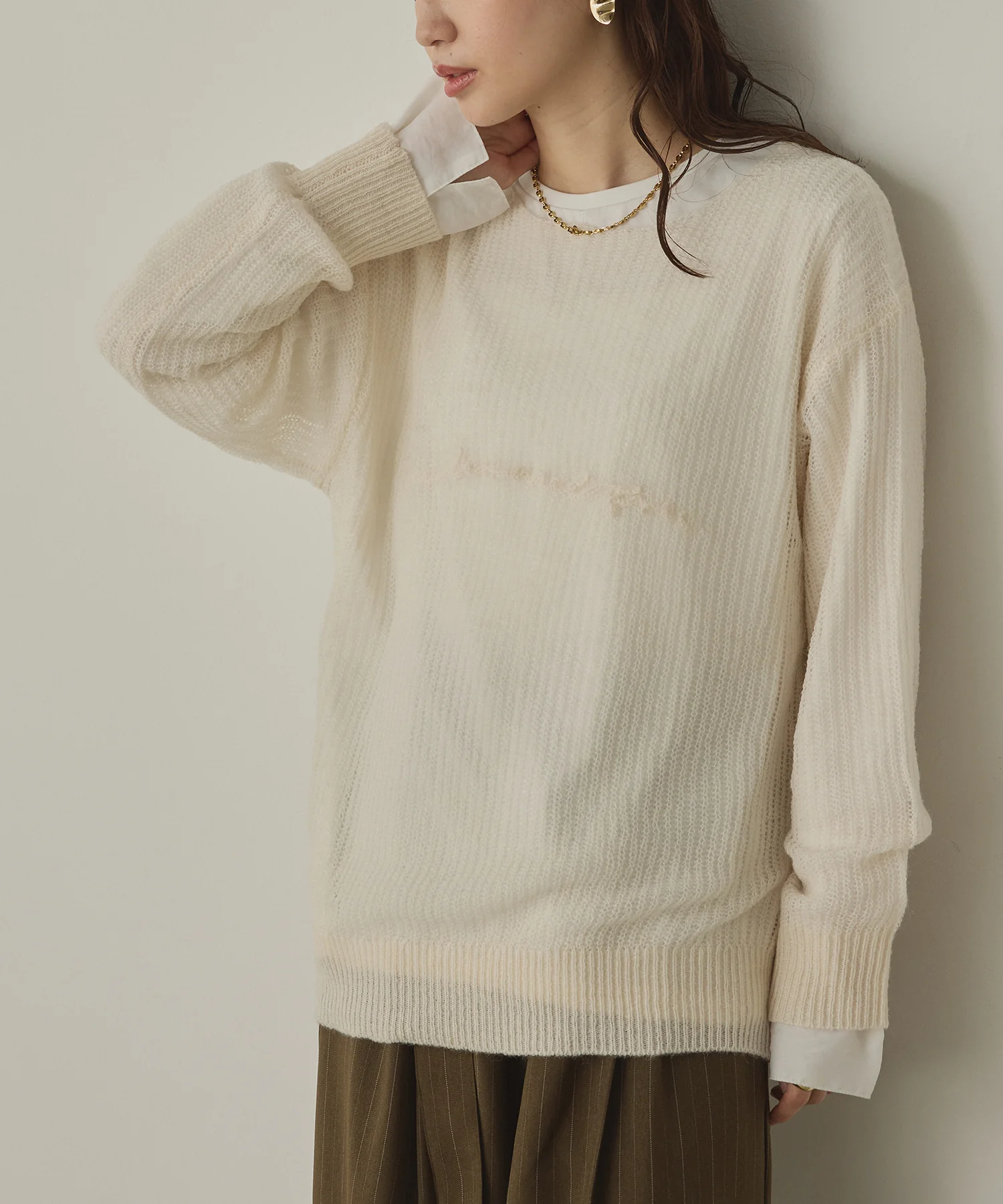 アルパカニット ロゴシアートップス