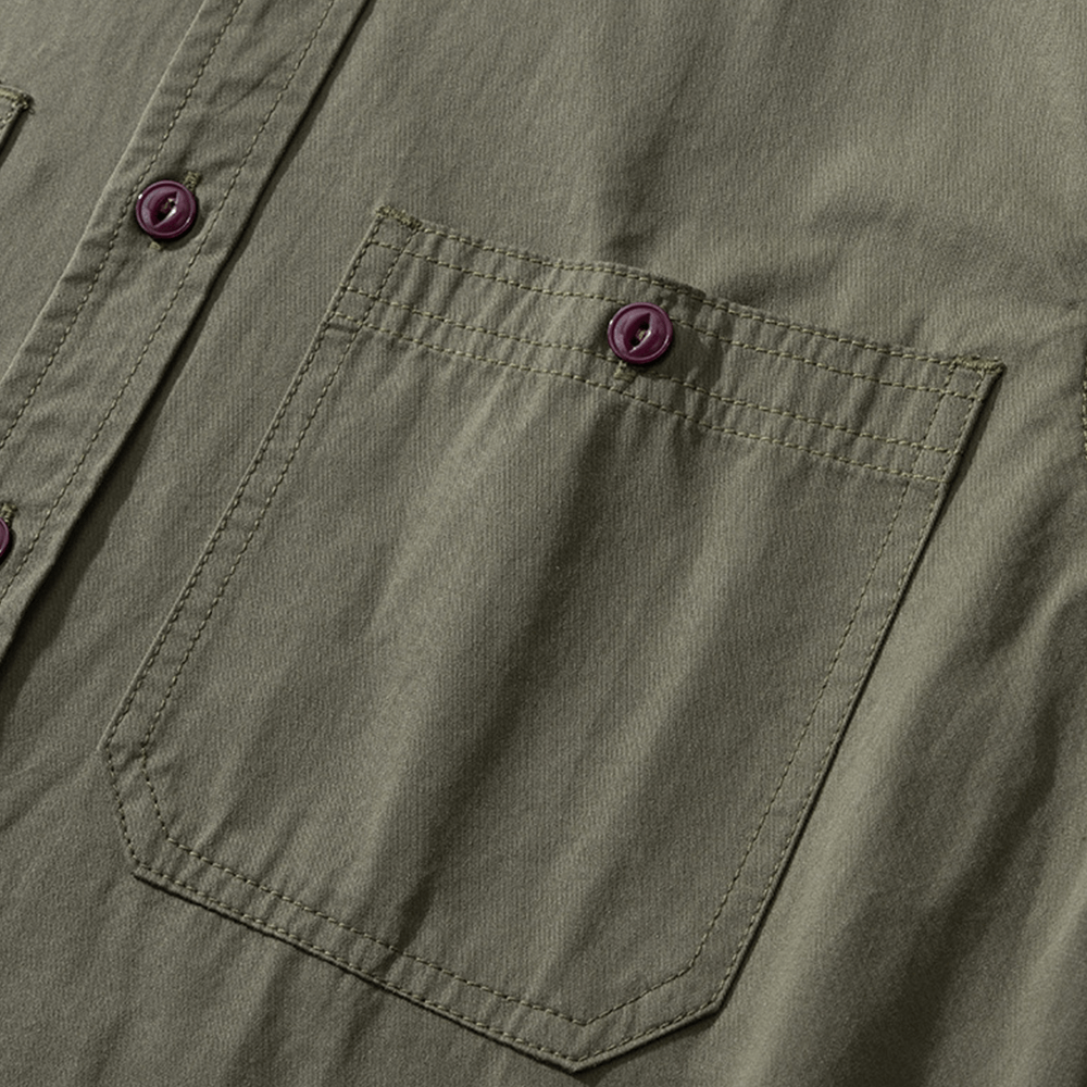 メンズコットンワークシャツ半袖夏