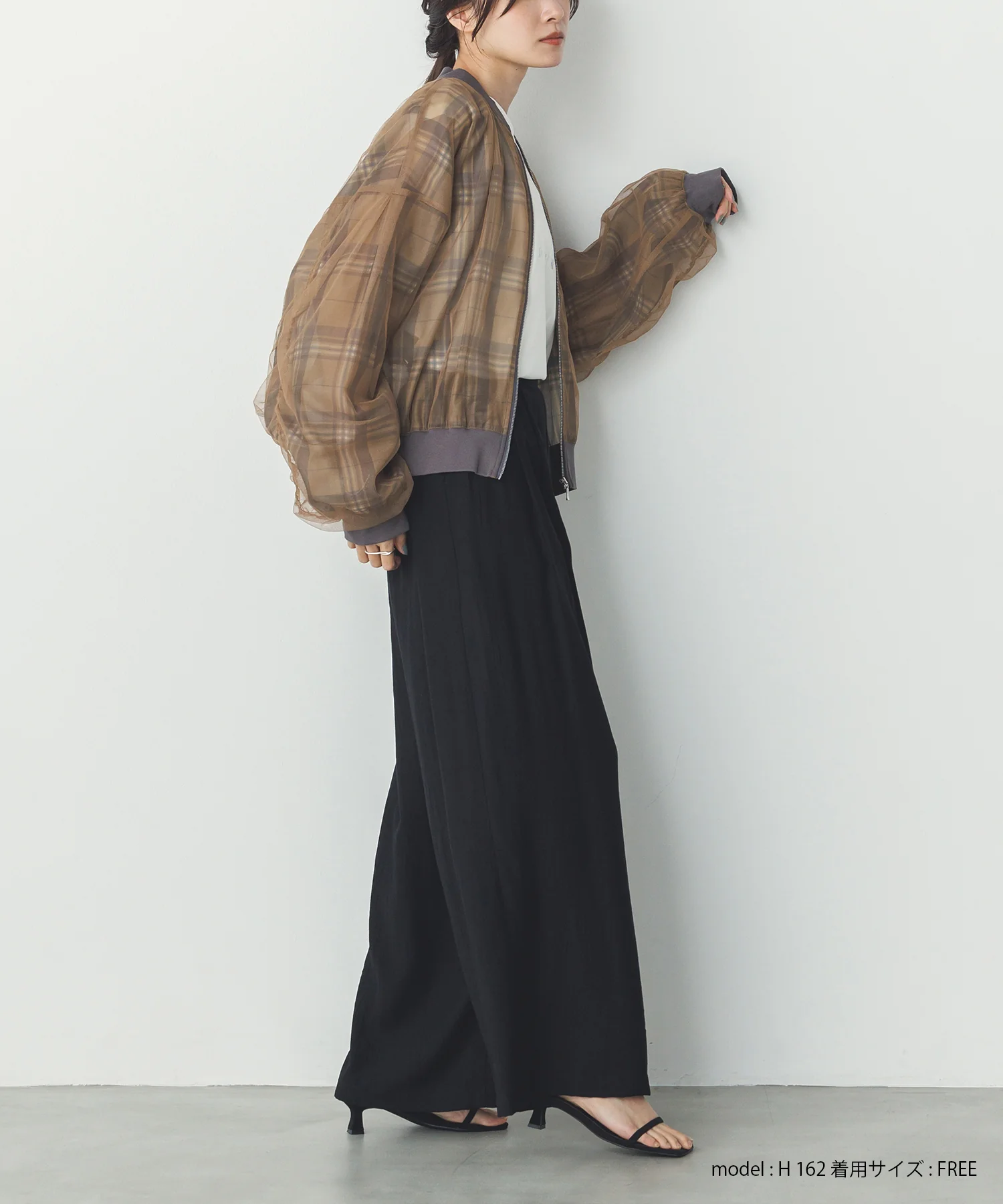 チュールシアー チェックブルゾン