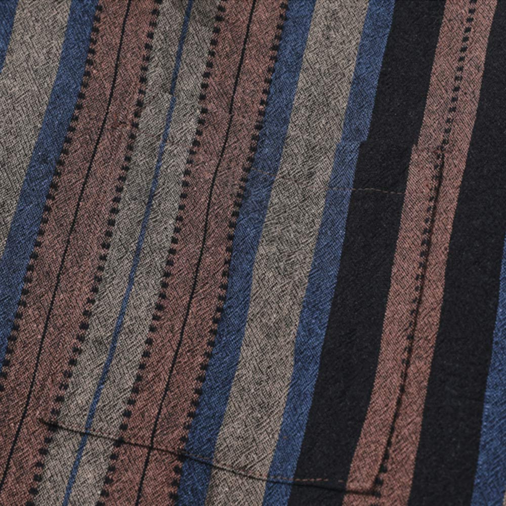 レトロ風 ストライプ開襟 シャツ 半袖