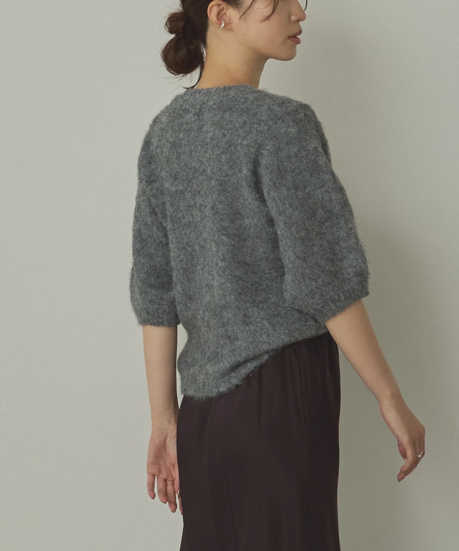 モヘアタッチ 半袖ニット