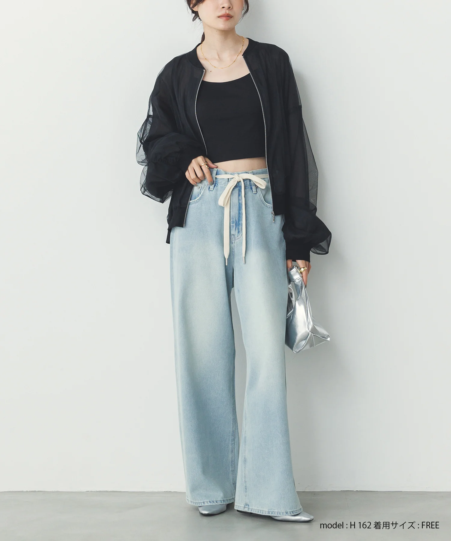 チュールシアー チェックブルゾン