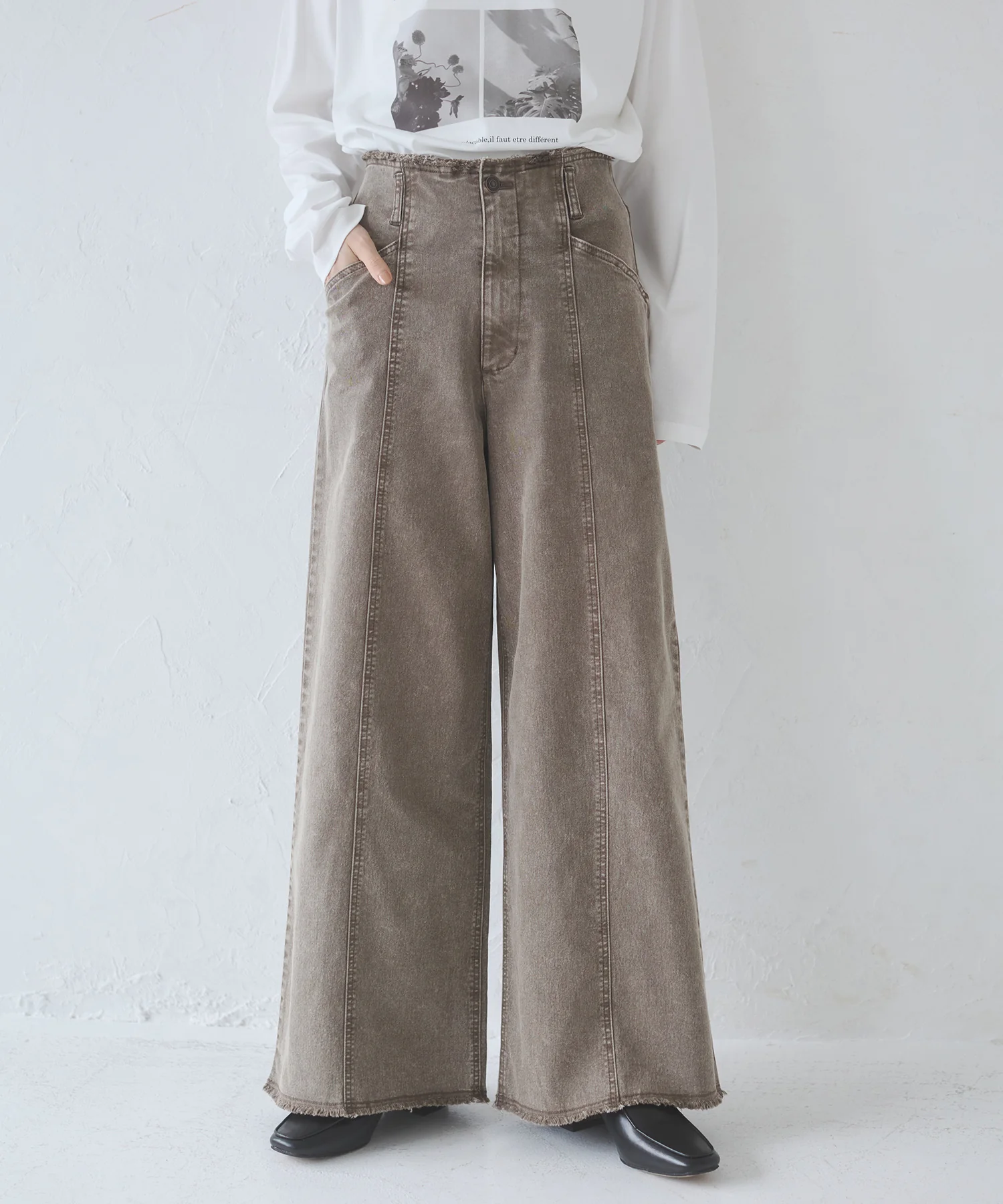 ツイル/デニム ワイドパンツ