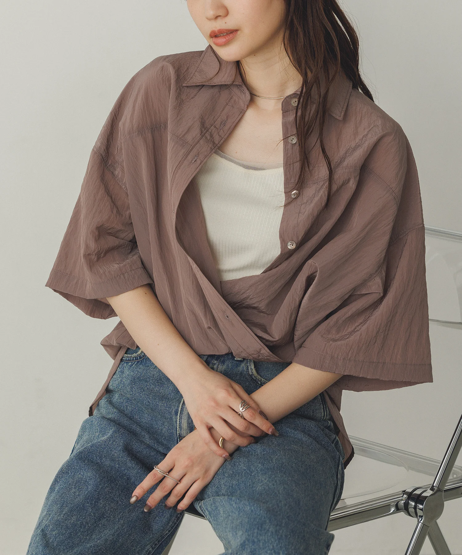 ワッシャー加工 2WAYシャツ