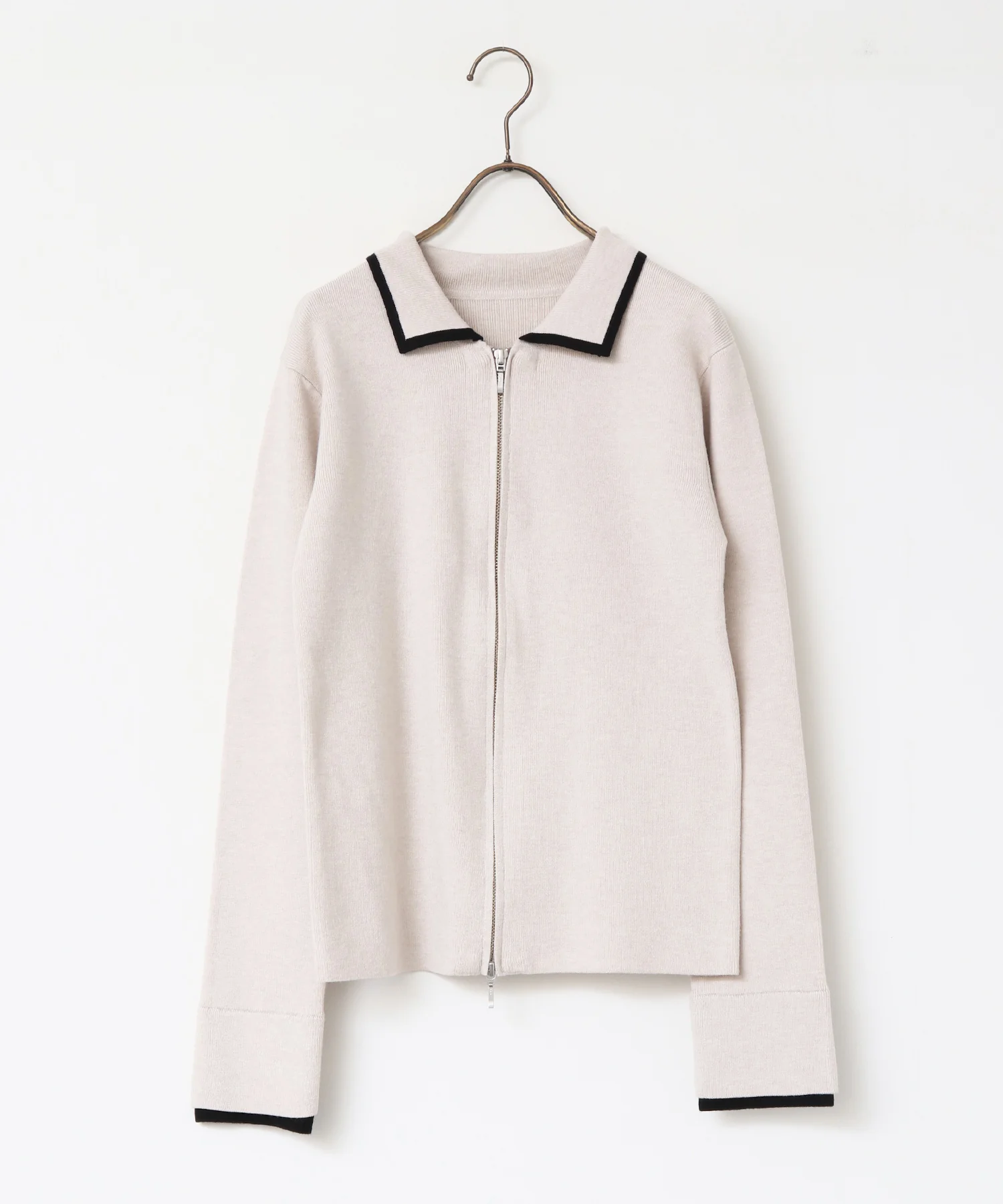 【静電気防止】やわもちヤーン Wジップポロニット