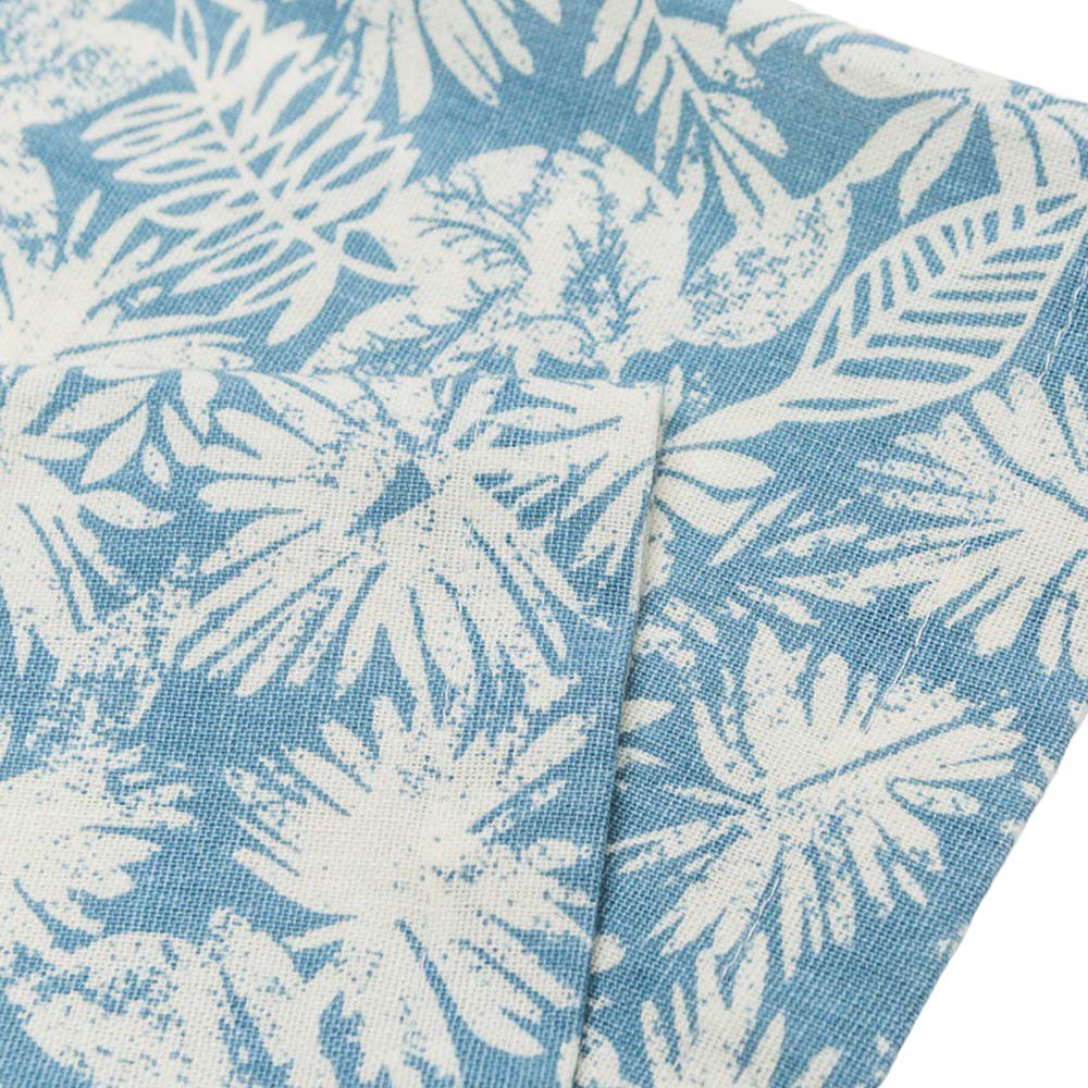 ハンドメイド調植物柄コットンリネンシャツ半袖