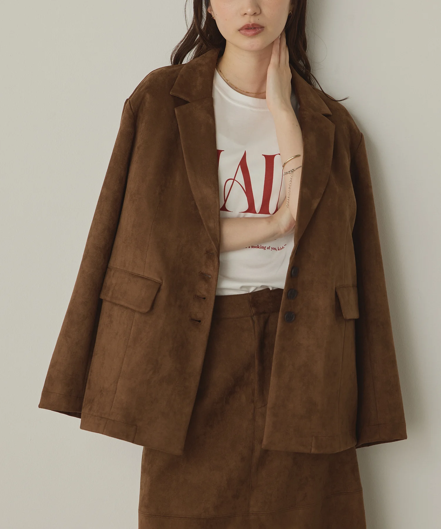 フェイクスウェード テーラードジャケット