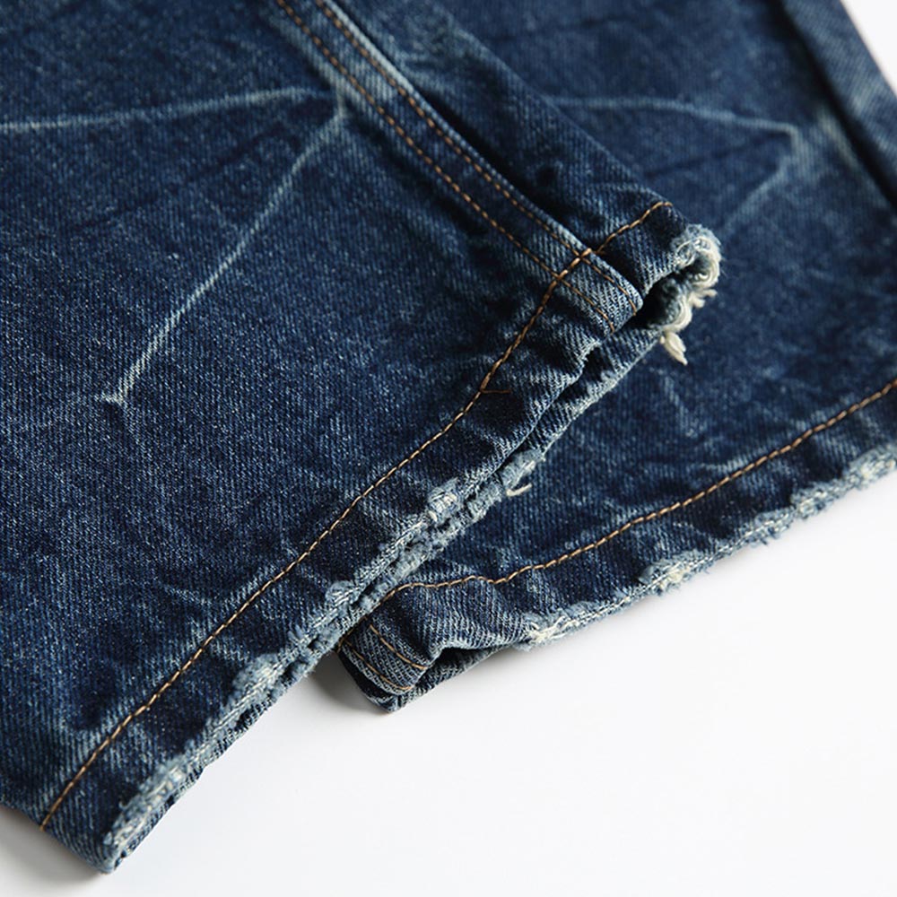 ヘビーウェイト　襤褸風ダメージデニムパンツ