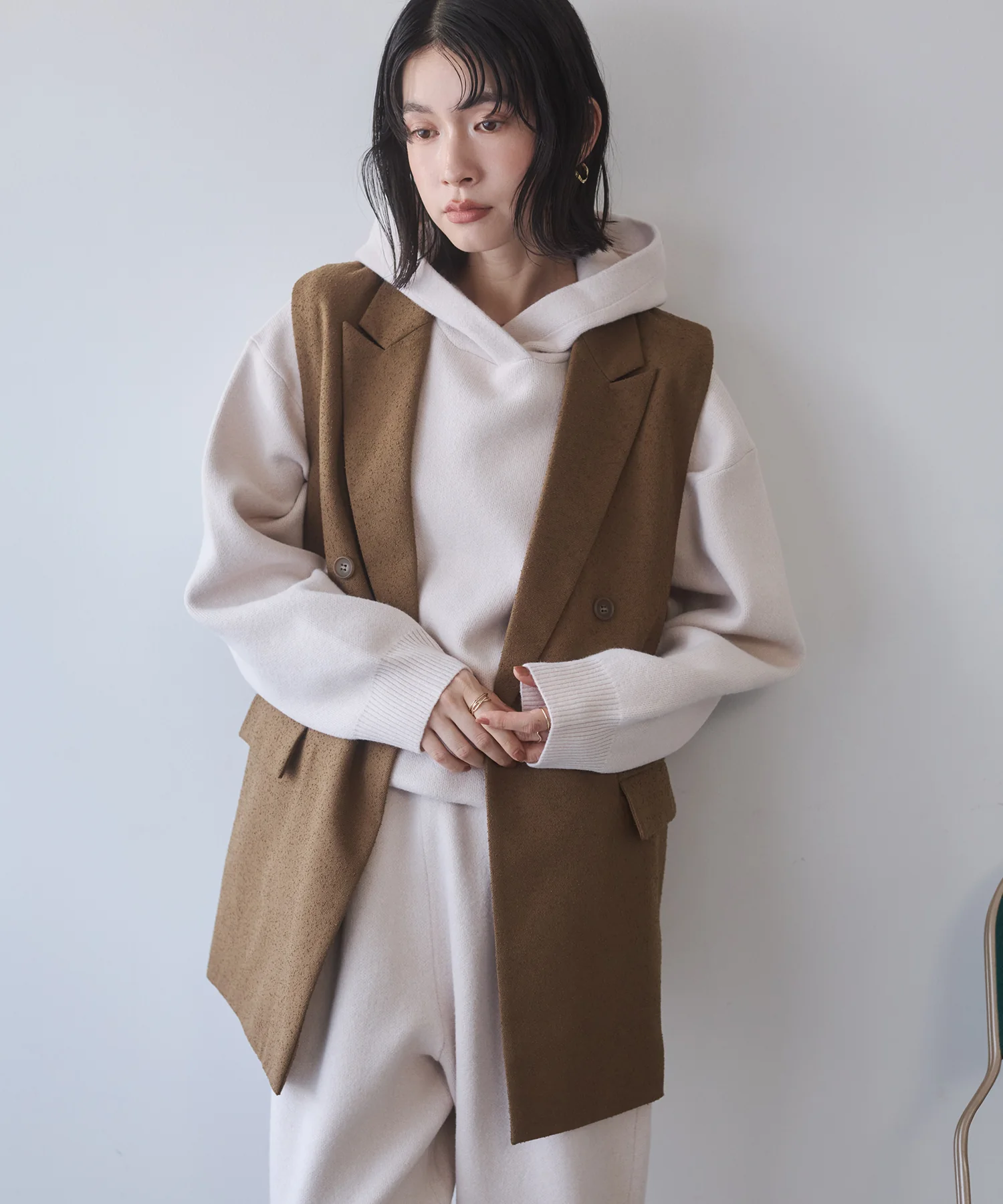 ニット フードパーカー