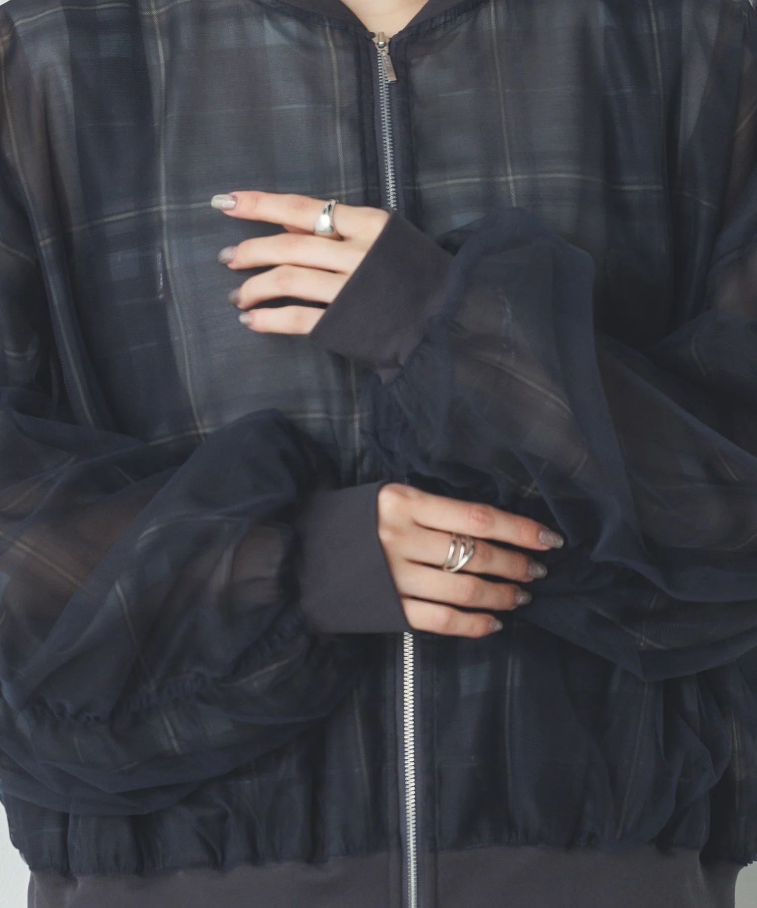 チュールシアー チェックブルゾン