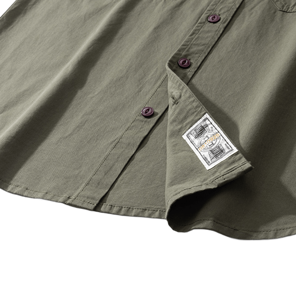 メンズコットンワークシャツ半袖夏