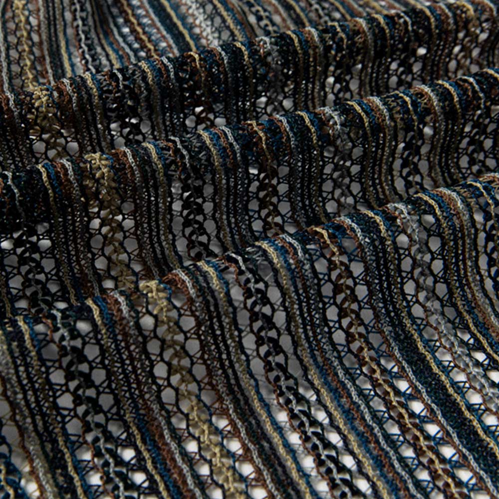 日系レトロ民族風ストライプ透かし柄半袖シャツ