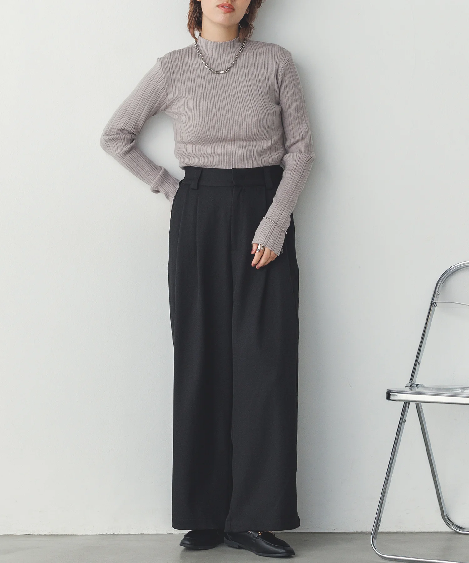 【静電気防止】 やわもちヤーン ランダムリブニット 定番