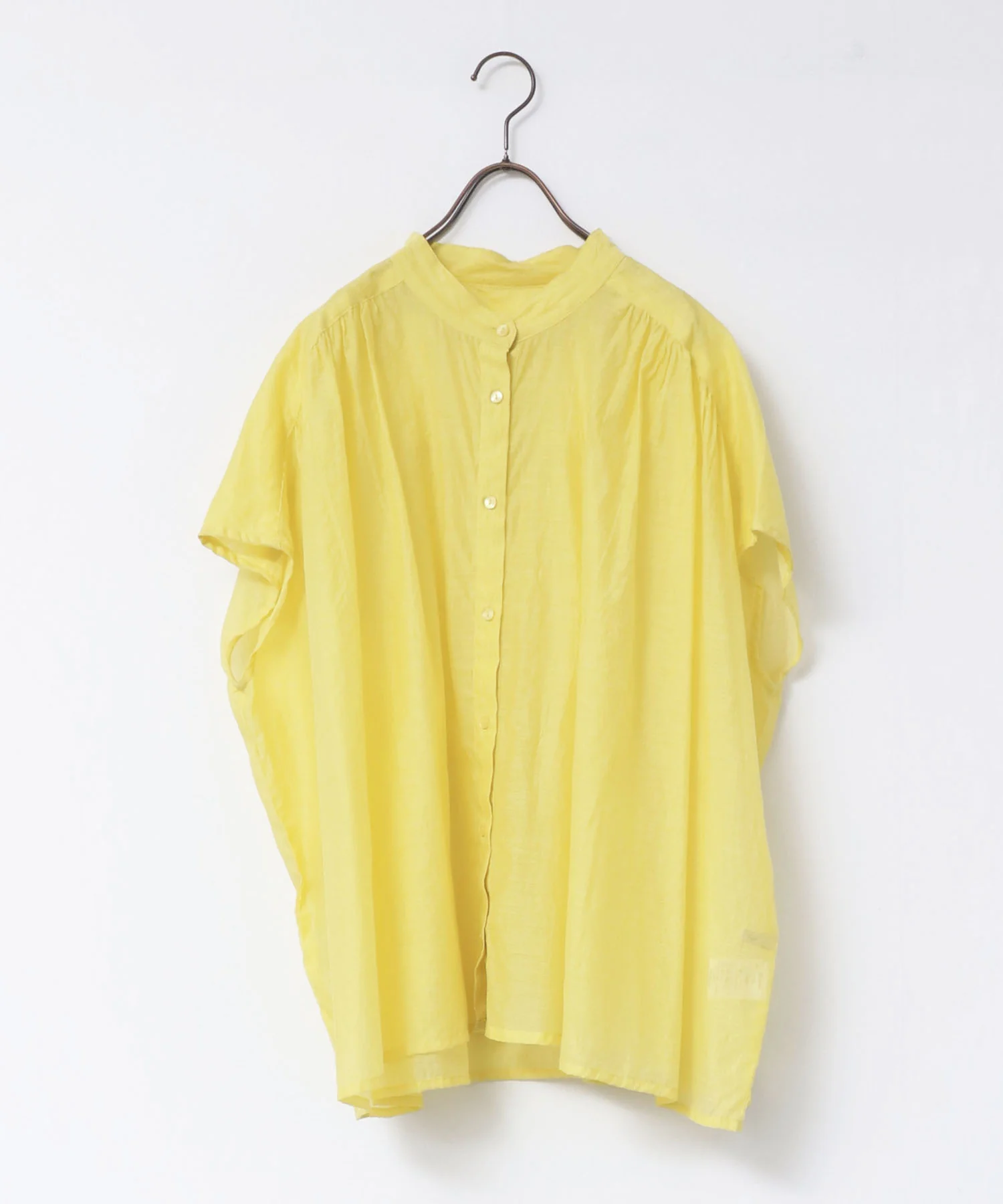 バンドカラー フレンチスリーブブラウス