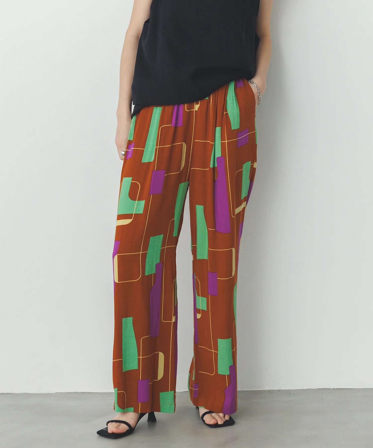 レーヨン スラブプリント イージーパンツ