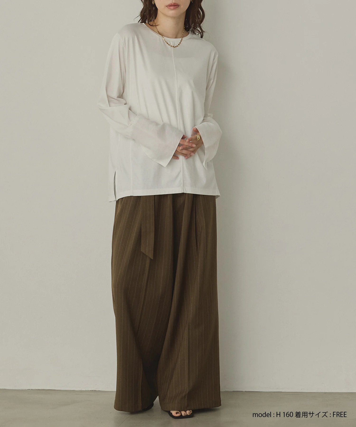 ツイルストライプ タックワイドパンツ