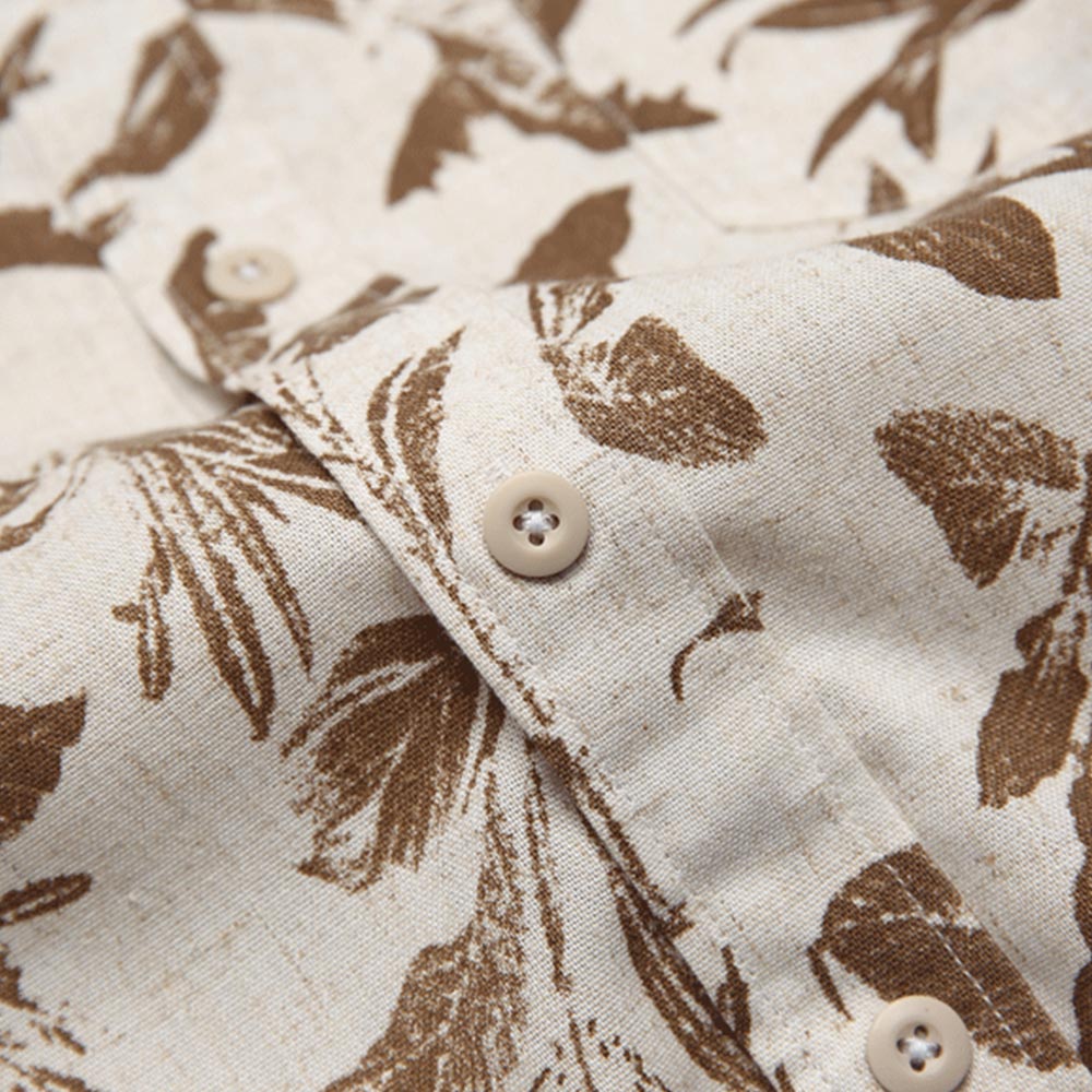 アメカジ綿麻プリントシャツ半袖 