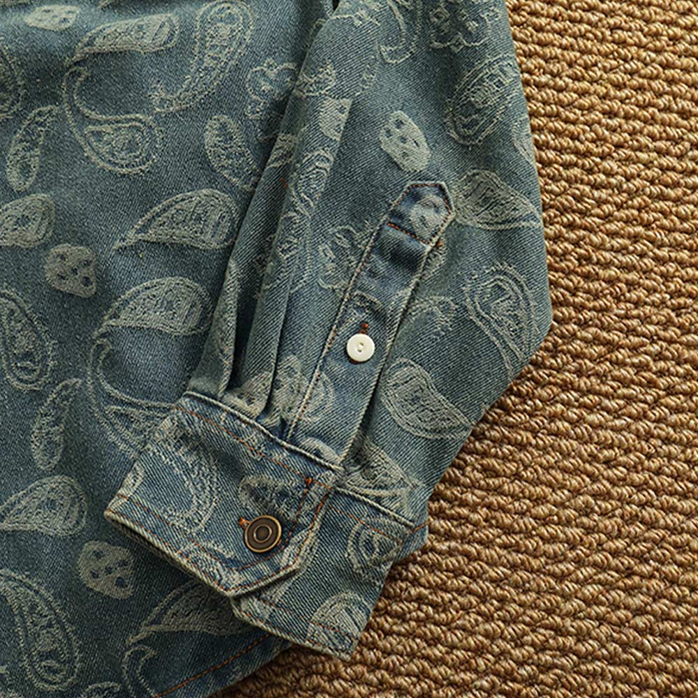 ヘビーウェイト　ペイズリー総柄ジャカードデニムシャツ