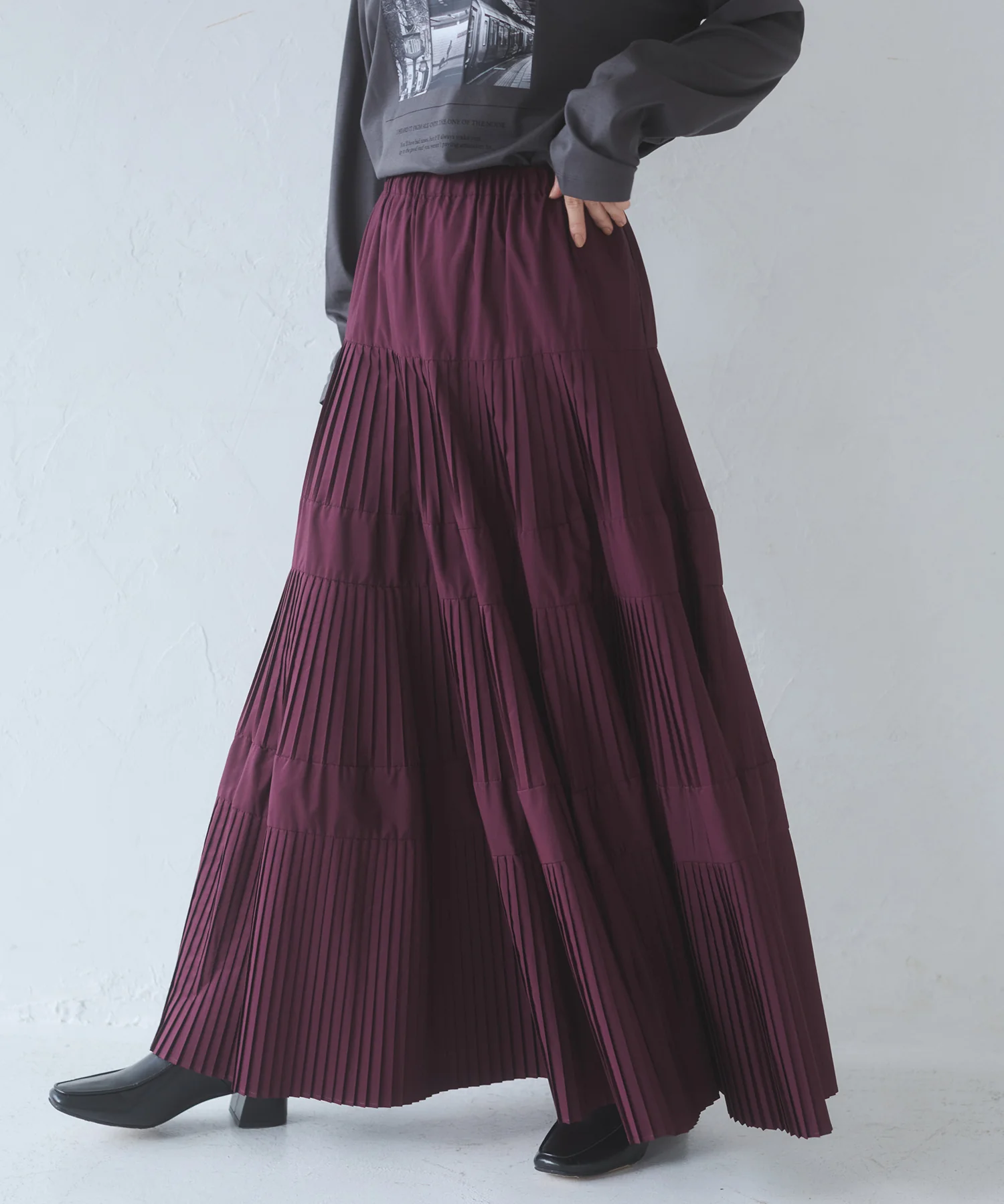 【新色追加】プリーツティアードスカート