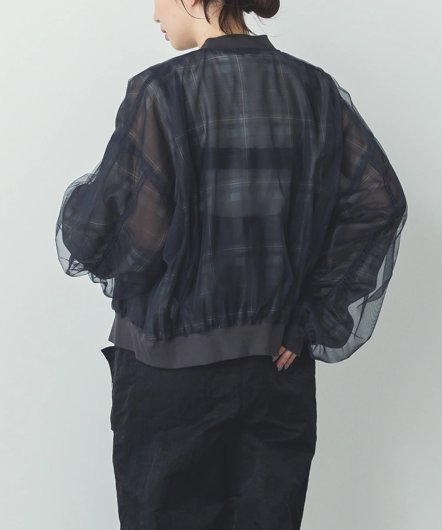 チュールシアー チェックブルゾン