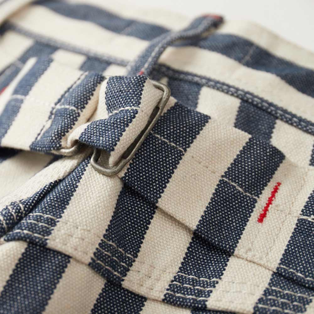 14オンス厚手仕様　 カスタム織りブルーワイドストライプロガーワークパンツ